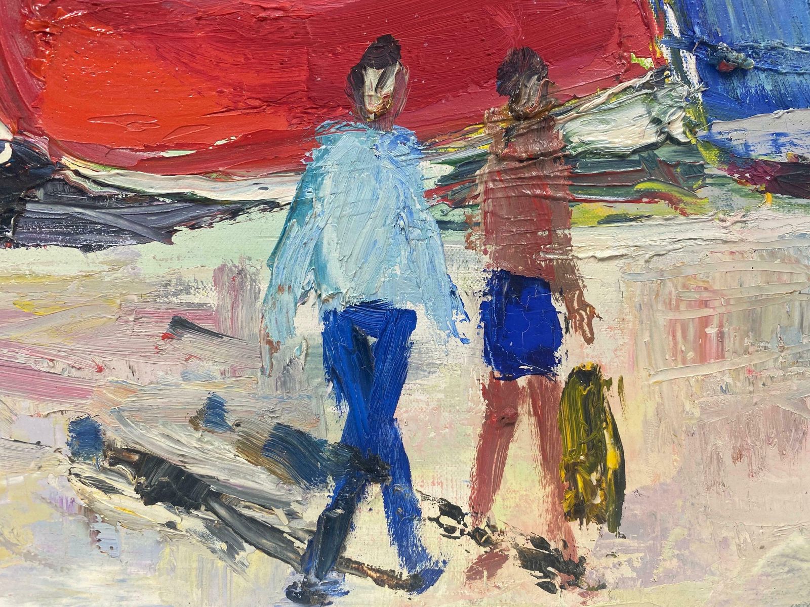 édouard Righetti (1924 2001)menton French Riviera Sunny Harbour French Mid Century Post Impressionist Oil1950's photo vinterior