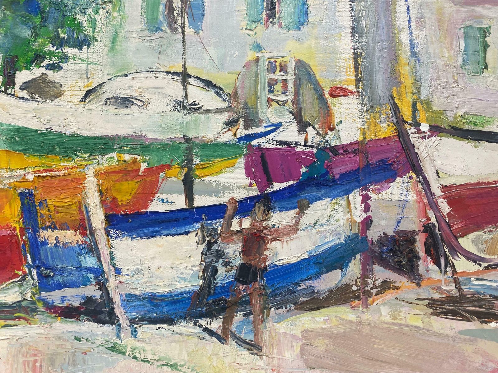 édouard Righetti (1924 2001)menton French Riviera Sunny Harbour French Mid Century Post Impressionist Oil1950's photo buy