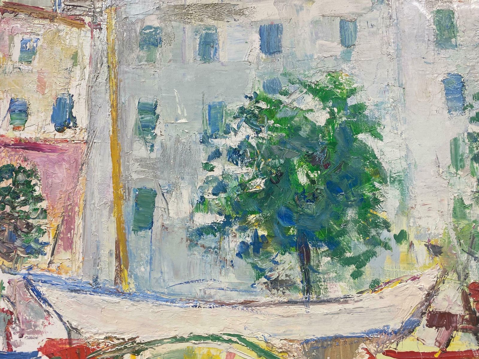 photo furniture édouard Righetti (1924 2001)menton French Riviera Sunny Harbour French Mid Century Post Impressionist Oil1950's