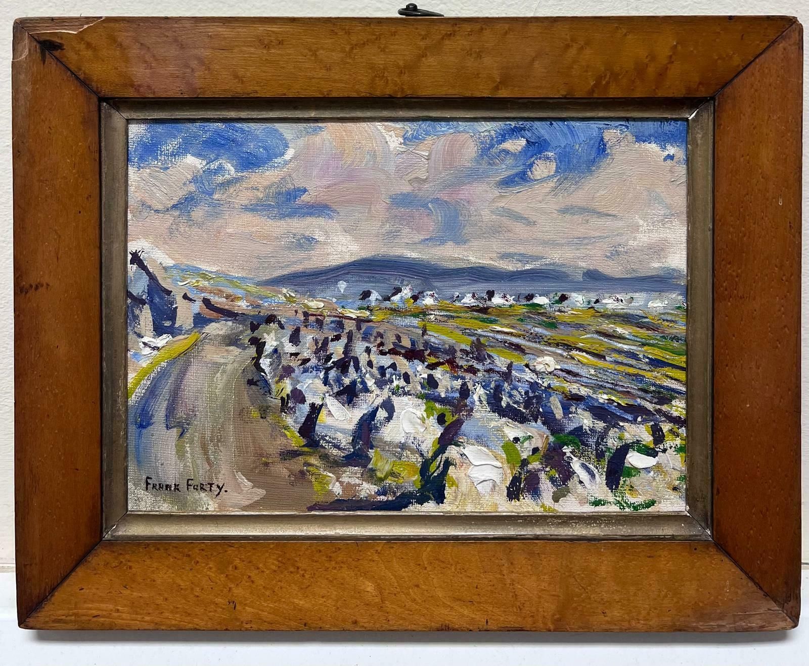 Frank Fortymid 20th C. Irish Artist Oil Painting County Wickow Ireland Cloudy Landscapec. 1950's photo furniture