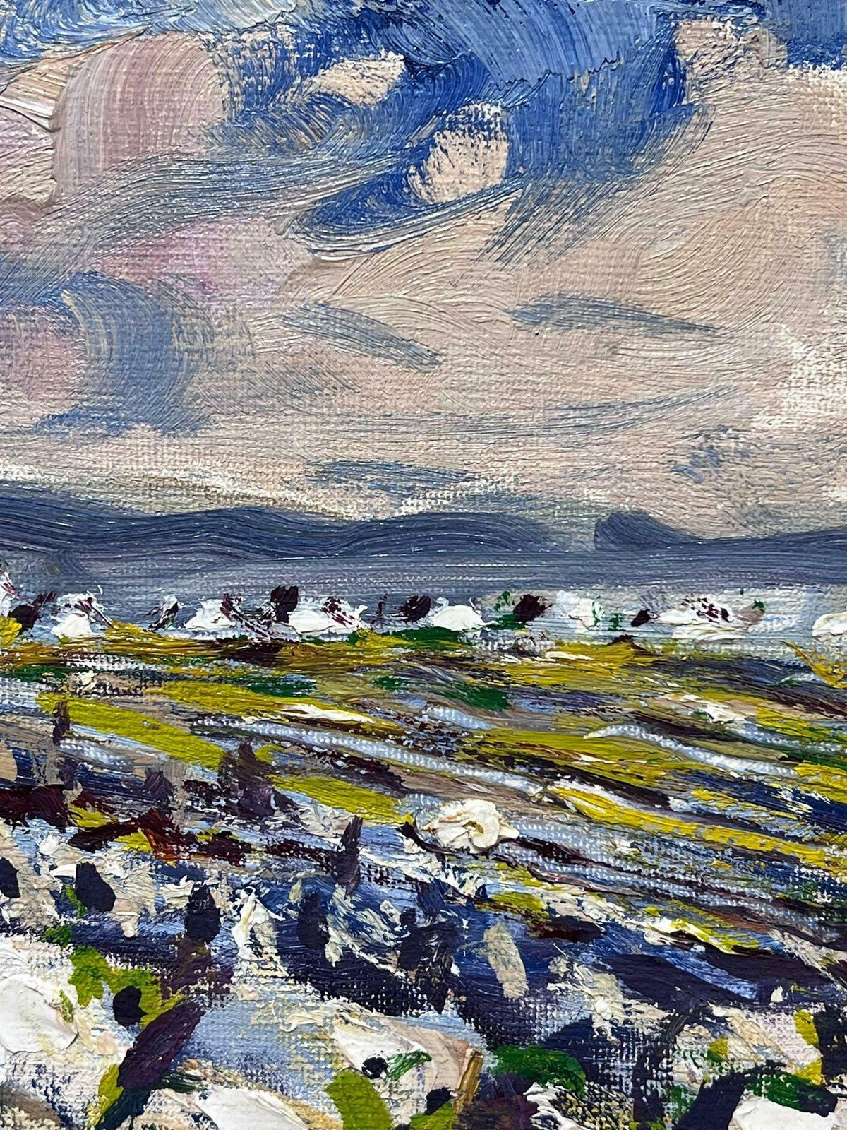 Frank Fortymid 20th C. Irish Artist Oil Painting County Wickow Ireland Cloudy Landscapec. 1950's photo vinterior