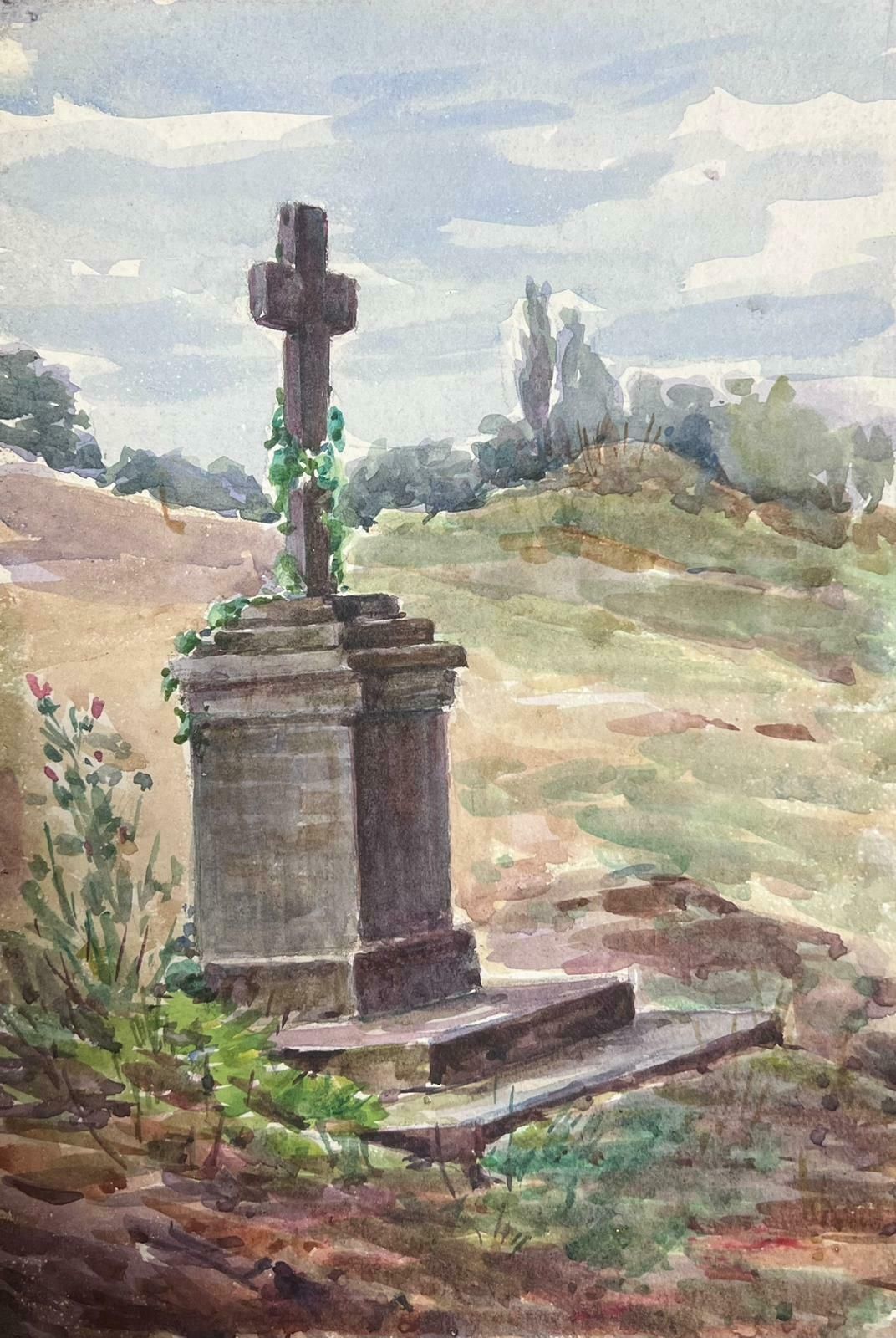 Louise Alixcross Statue Monument 1930's French Watercolour Landscape1940's photo Art