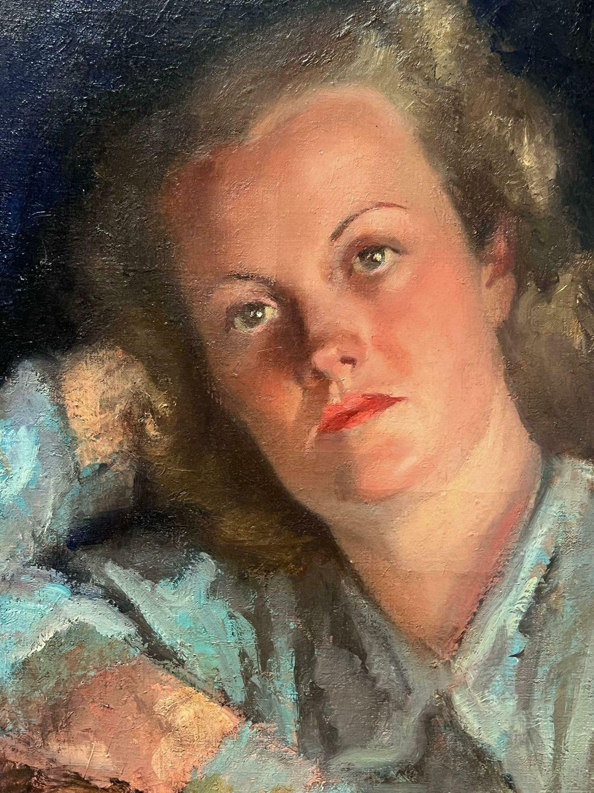 Jean Dulacfine 1940's French Post Impressionist Oil Painting Portrait Of Artists Model1940's photo 1231.0