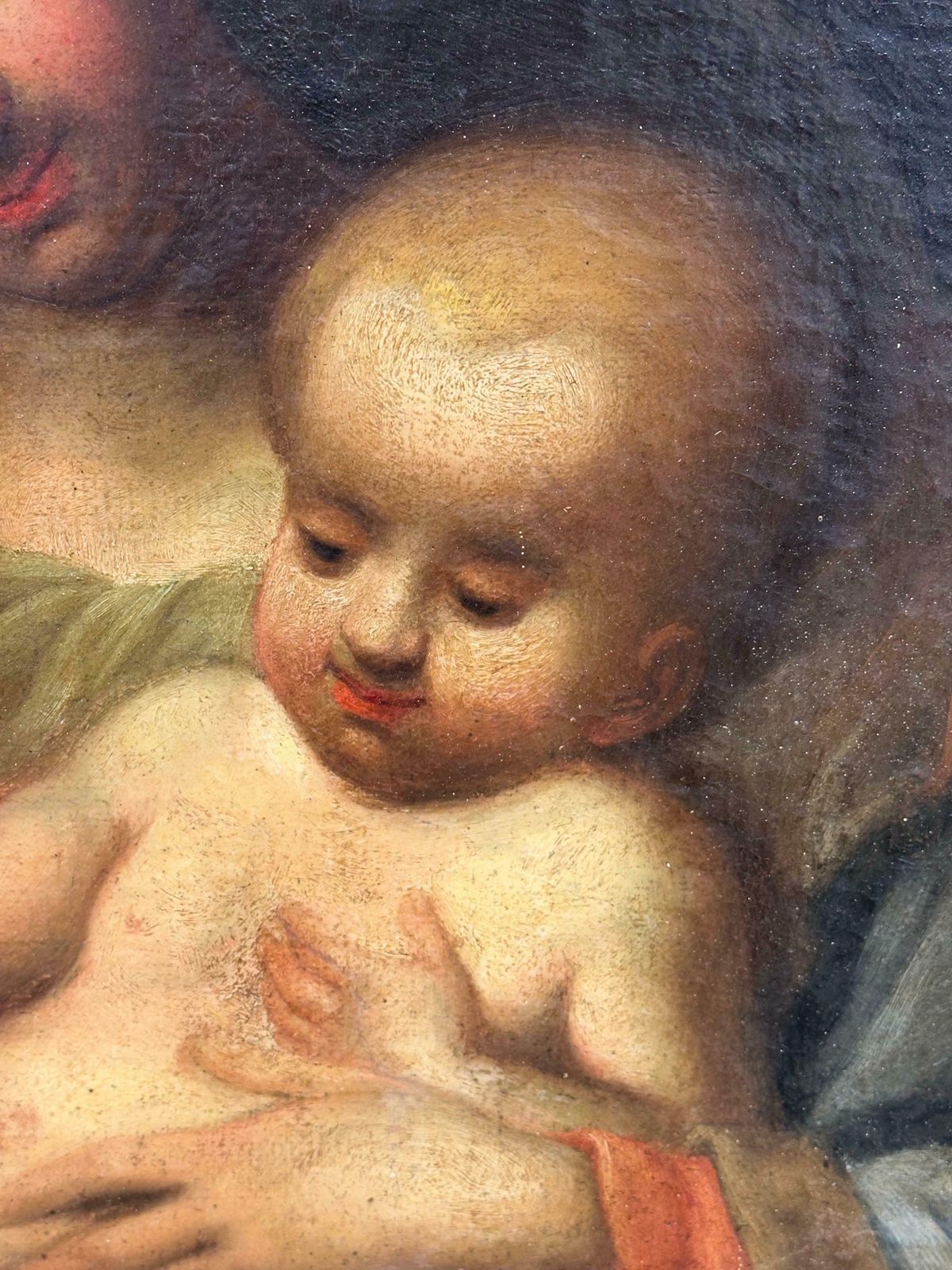 Italian 1700'sfine Italian Old Master Oil Painting C. 1700's The Madonna Christ Child St. John photo Art