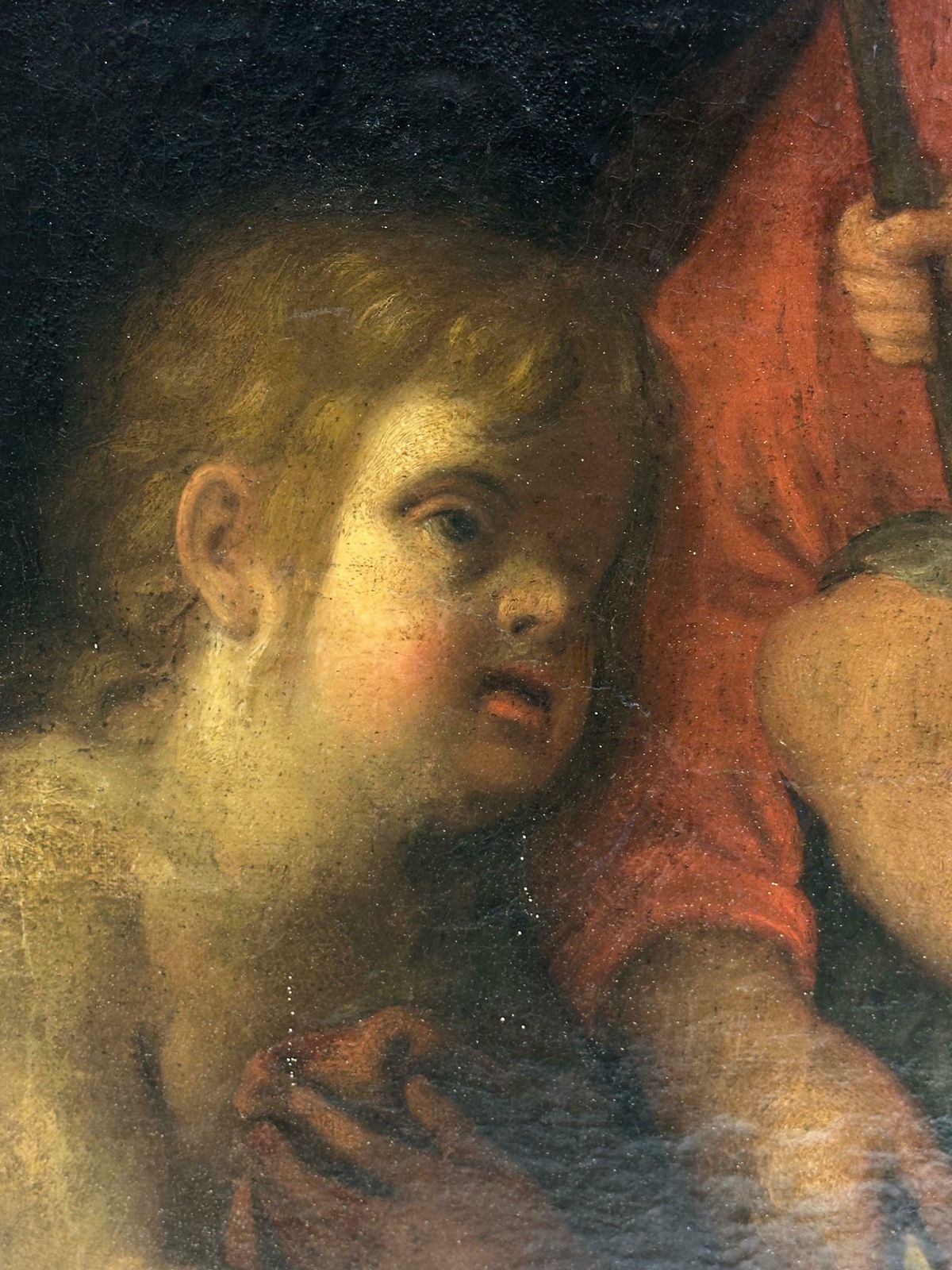 Italian 1700'sfine Italian Old Master Oil Painting C. 1700's The Madonna Christ Child St. John photo vinterior