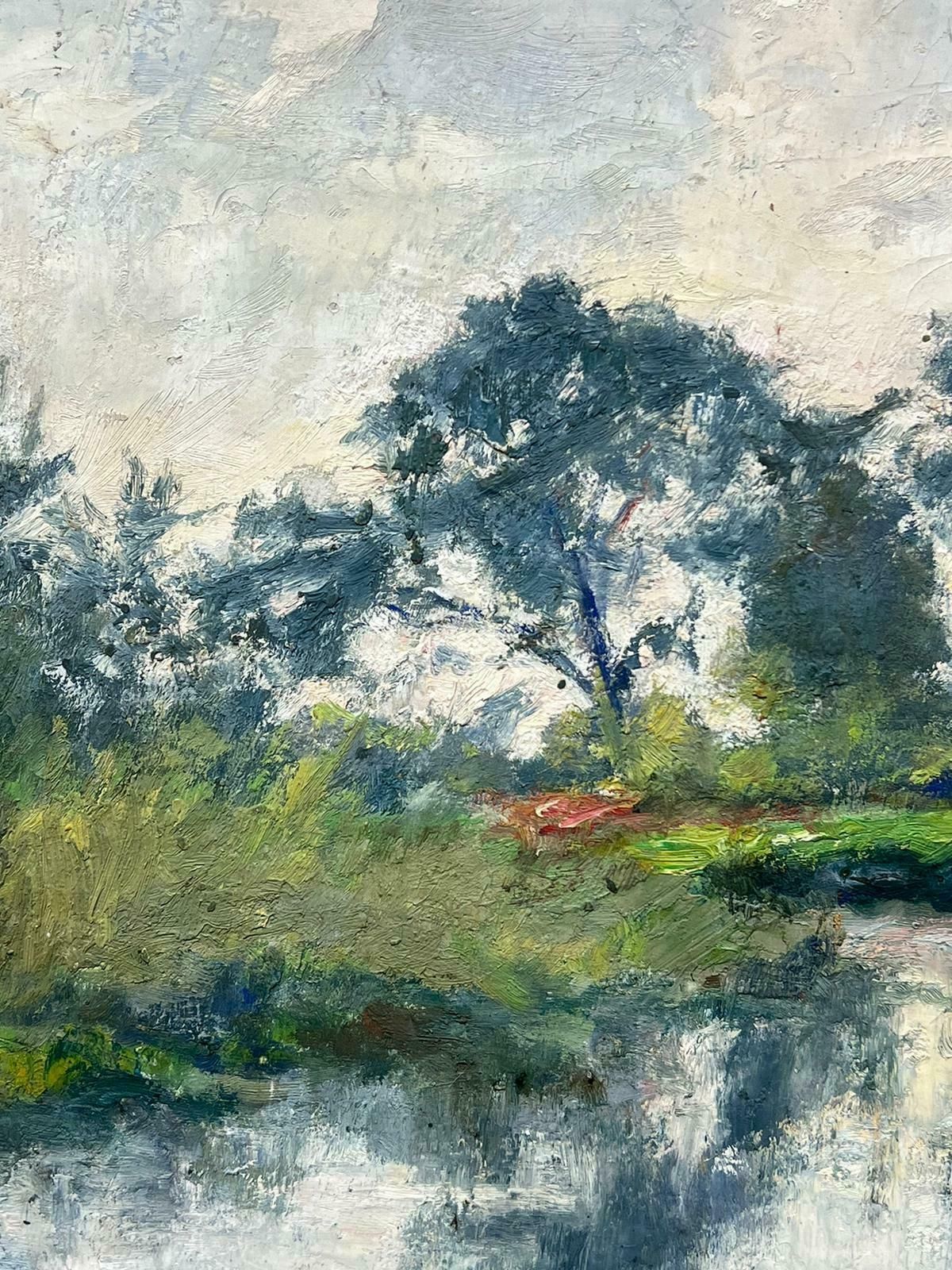 Charles Martin Sauvaigofine Antique French Impressionist Signed Oil Painting Beautiful River Landscape photo buy