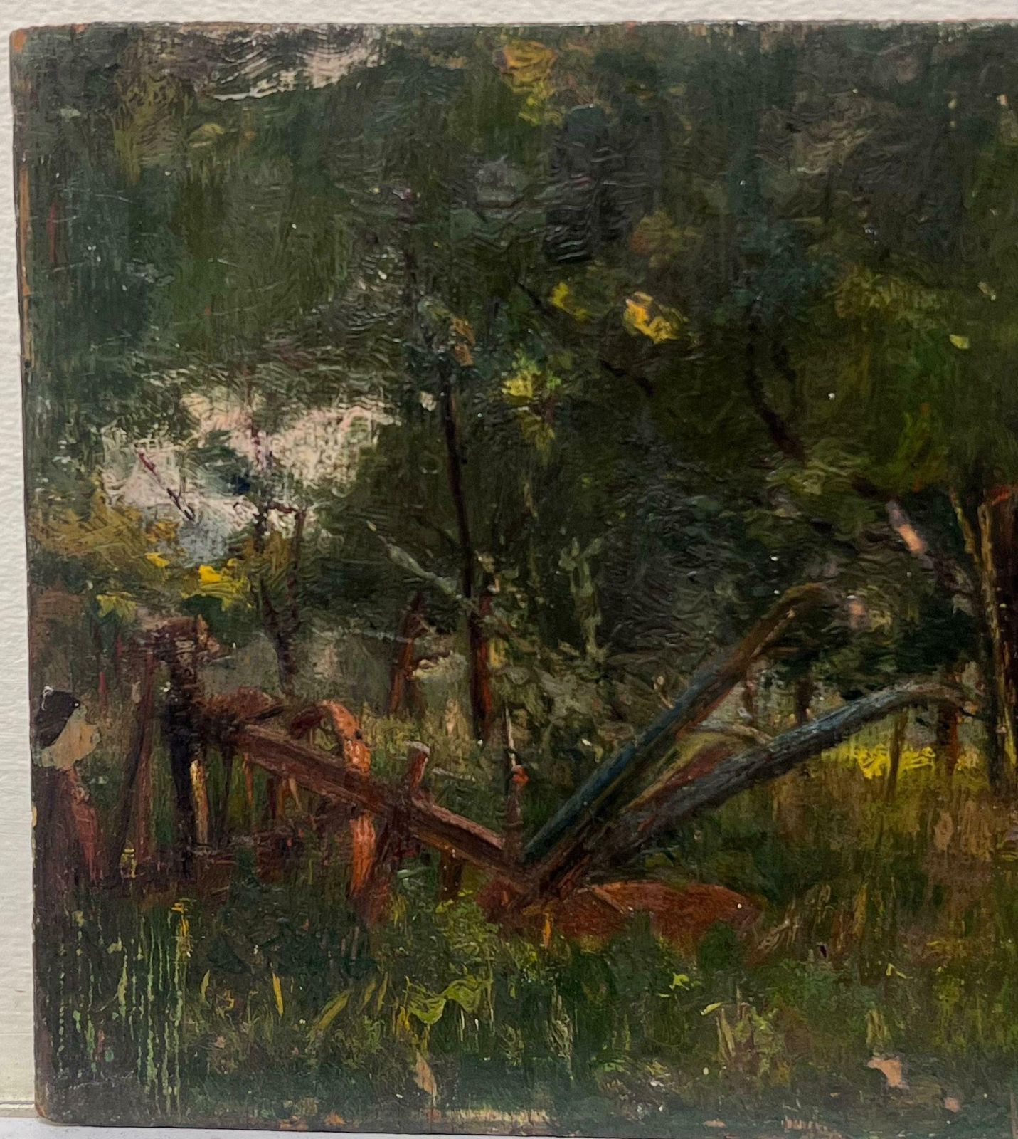 Charles Martin Sauvaigofine Antique French Impressionist Signed Oil Painting Sunlit Woodland Meadows photo furniture