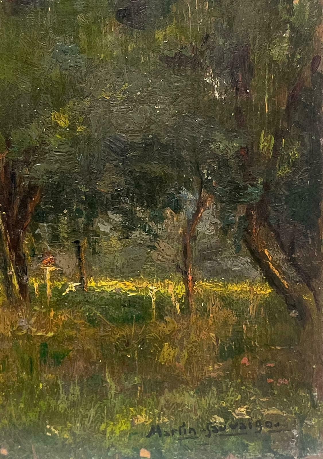 Charles Martin Sauvaigofine Antique French Impressionist Signed Oil Painting Sunlit Woodland Meadows photo Art