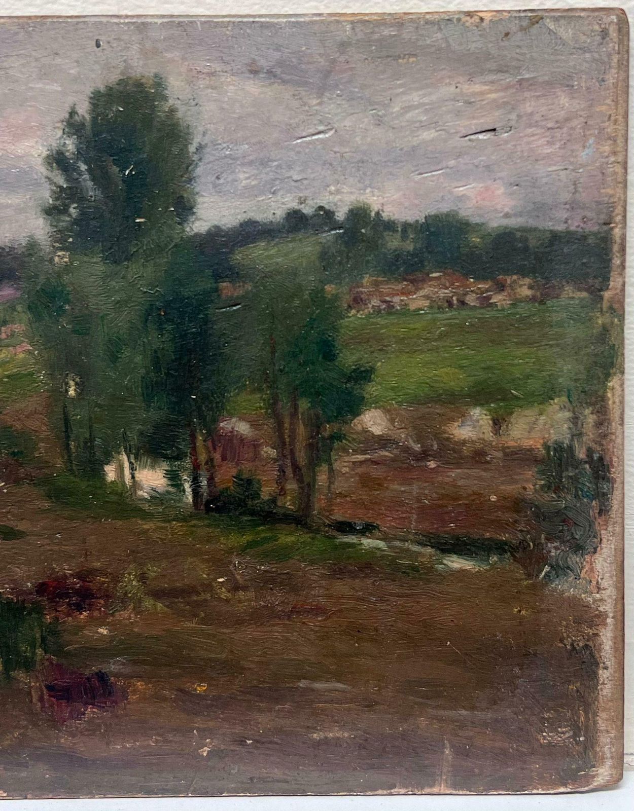 Charles Martin Sauvaigofine Antique French Impressionist Signed Oil Painting Dusky River Landscape photo vinterior