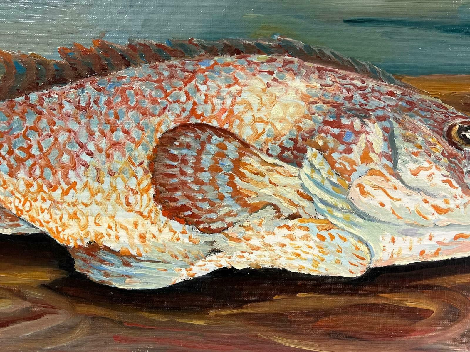 Georges Bordonove1970's French Impressionist Signed Oil Still Life Of An Exotic Fish photo furniture