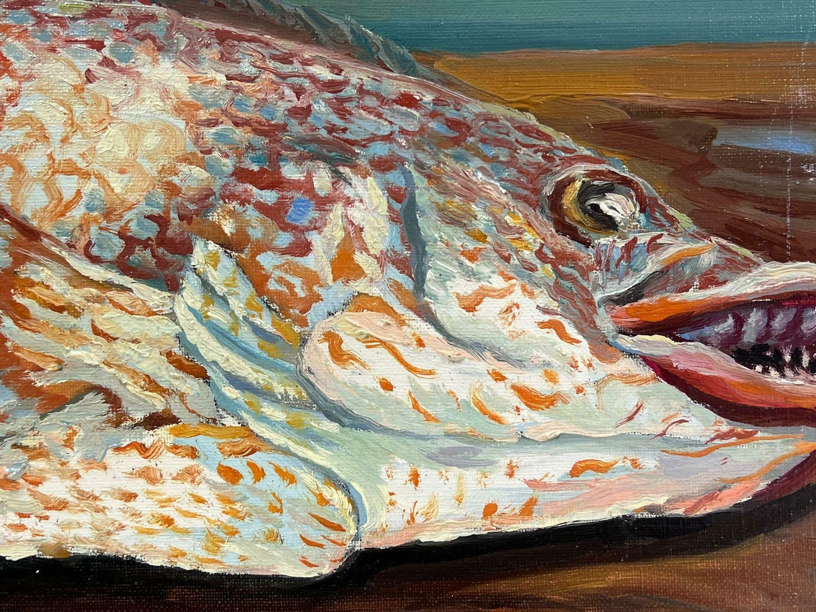 Georges Bordonove1970's French Impressionist Signed Oil Still Life Of An Exotic Fish photo 667.0