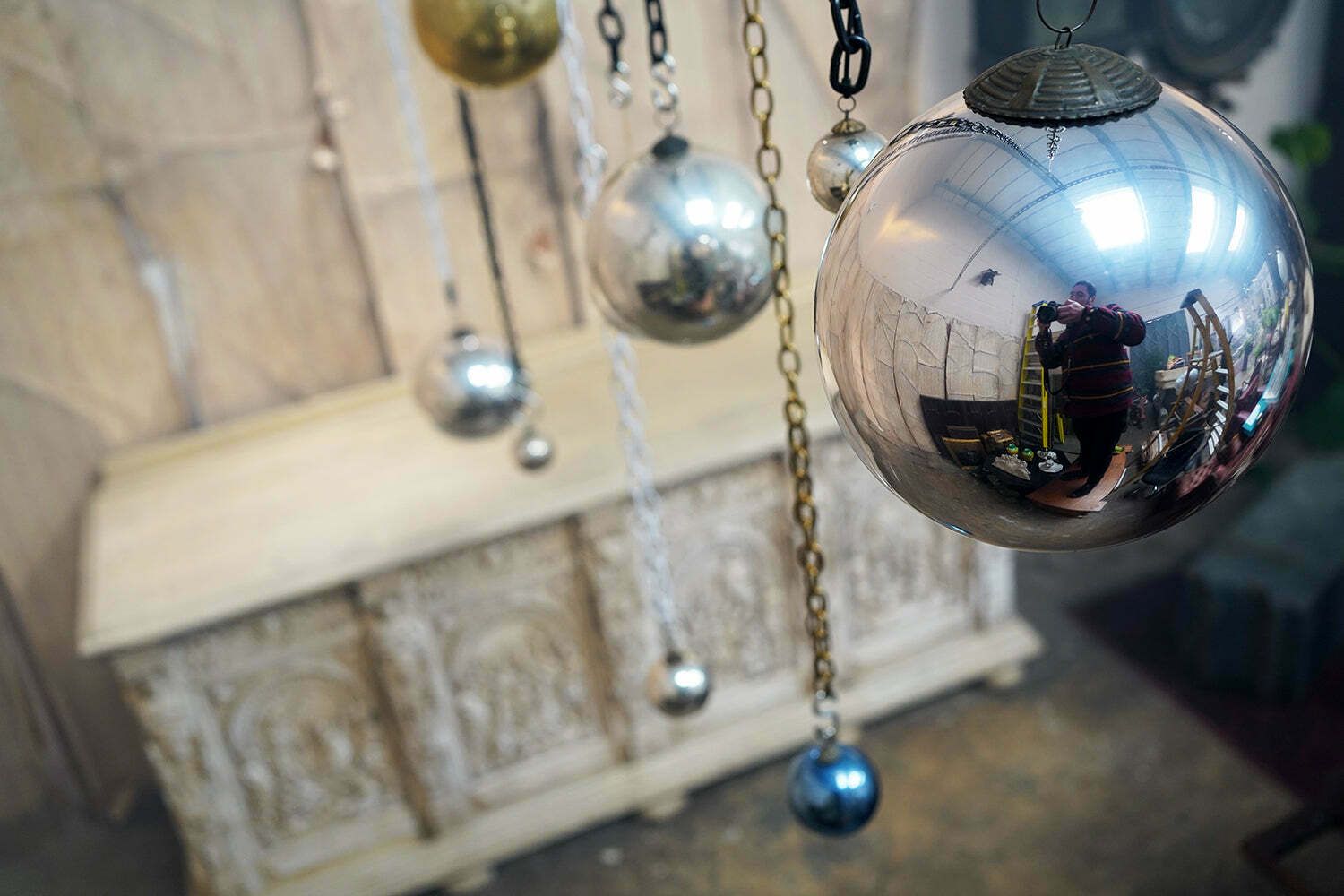 A Mixed Group Of Eleven Victorian Mercury Glass Witches Balls C.1890 1900 photo vinterior