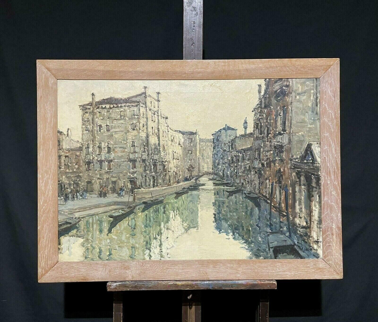 Italian Artistvery Large 1960's Italian Signed Oil   Impressionist Venice Tranquil Canal Scenec. 1950's photo furniture