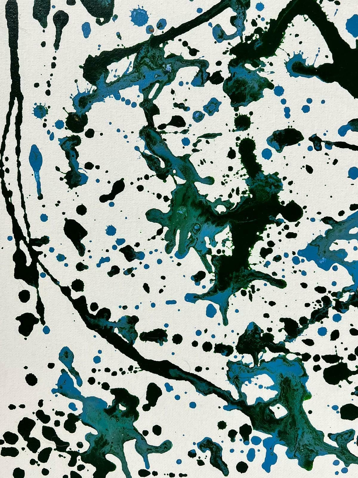 Sally Bradshawabstract British Contemporary Splash Painting Green And Blue On Whitec.2023 photo Art