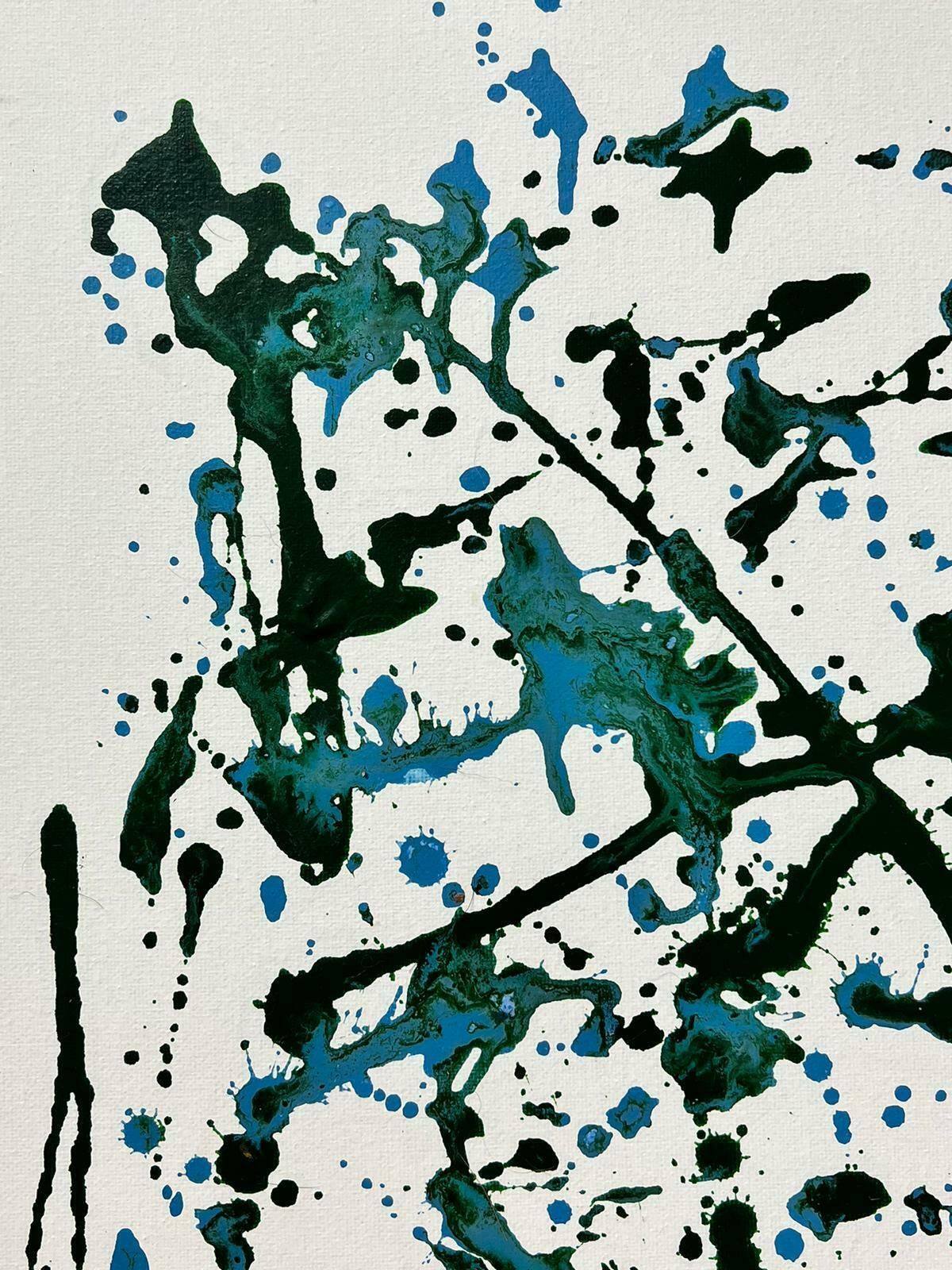 Sally Bradshawabstract British Contemporary Splash Painting Green And Blue On Whitec.2023 photo 822.0