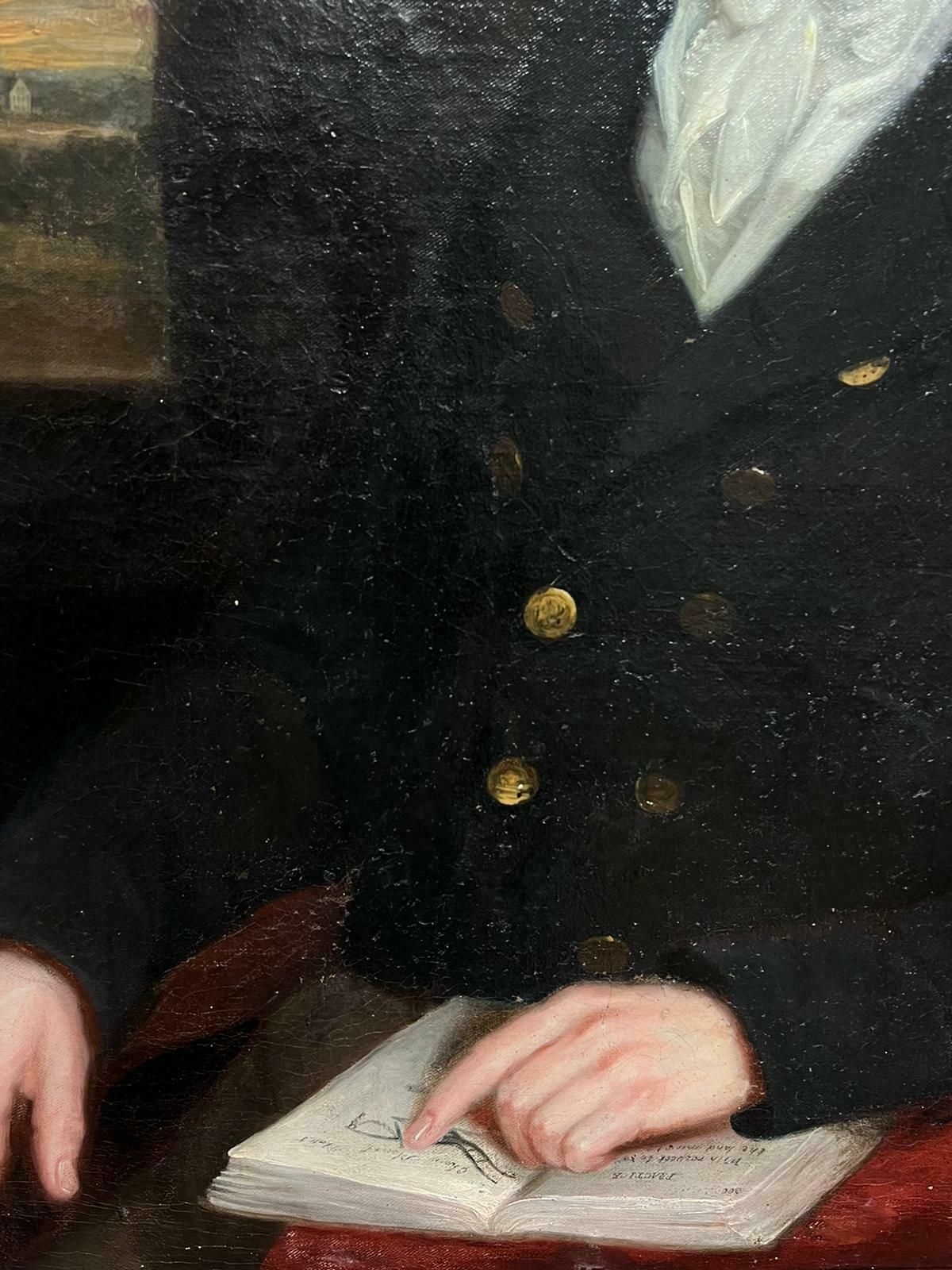 English Georgianfine Large 1800's English Oil Country Gentleman In Parkland Before Stately Home1820's photo buy