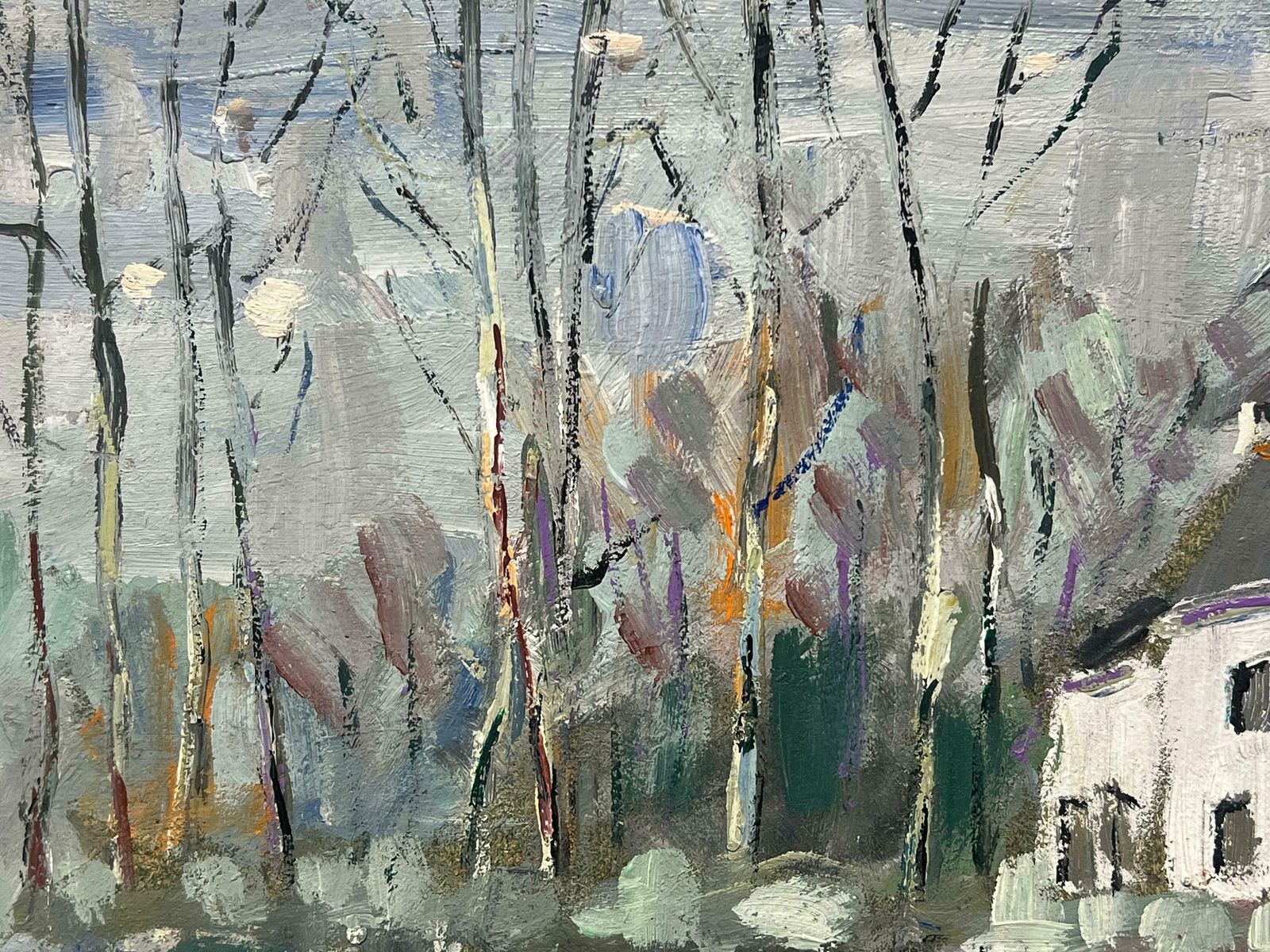 Fanch Lelwhite House In Tranquil Waterside Among Bare Tree Reflections Aberne France20th Century photo Art