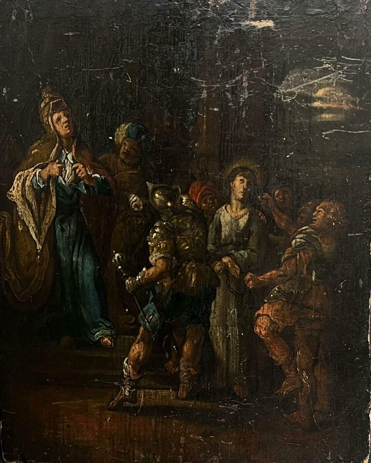 Dutch 17th Centuryfine Quality 17th Century Dutch Old Master Oil On Wood Panel Trial Of Christ17th Century