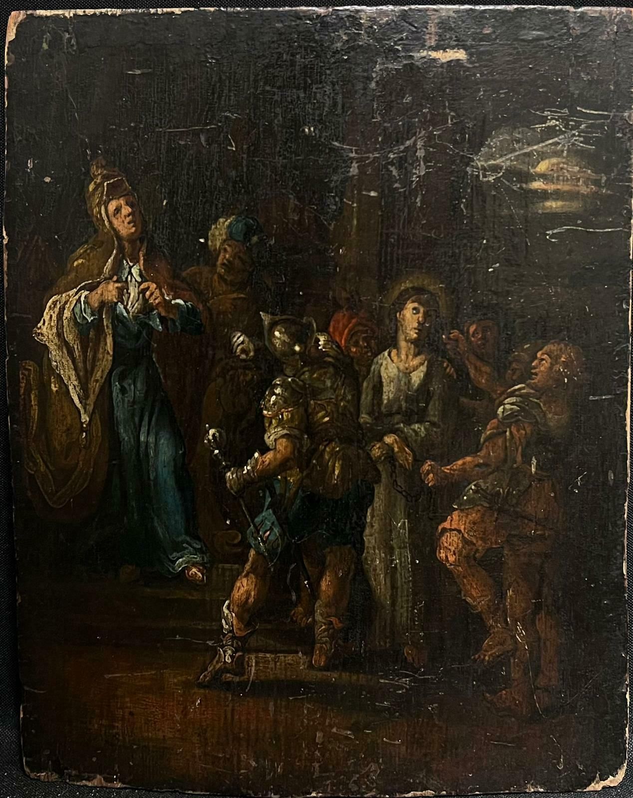 Dutch 17th Centuryfine Quality 17th Century Dutch Old Master Oil On Wood Panel Trial Of Christ17th Century photo Art