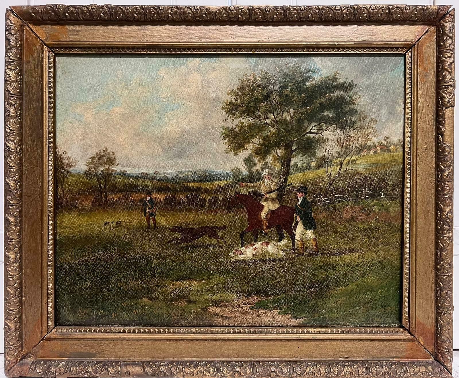 Early 19th Century British Oil Painting Country Gentleman Shooting In Landscape photo furniture