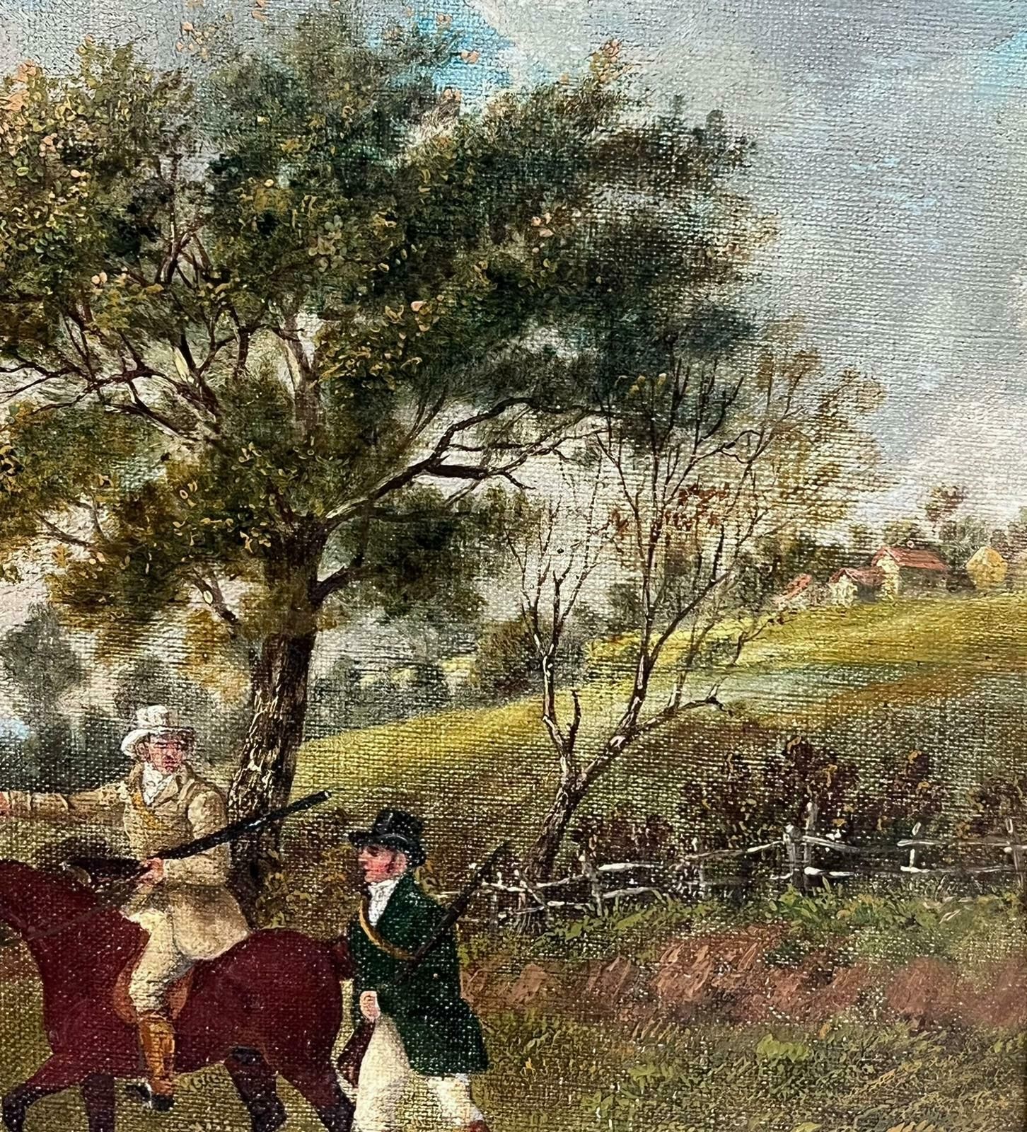 Early 19th Century British Oil Painting Country Gentleman Shooting In Landscape photo for sale