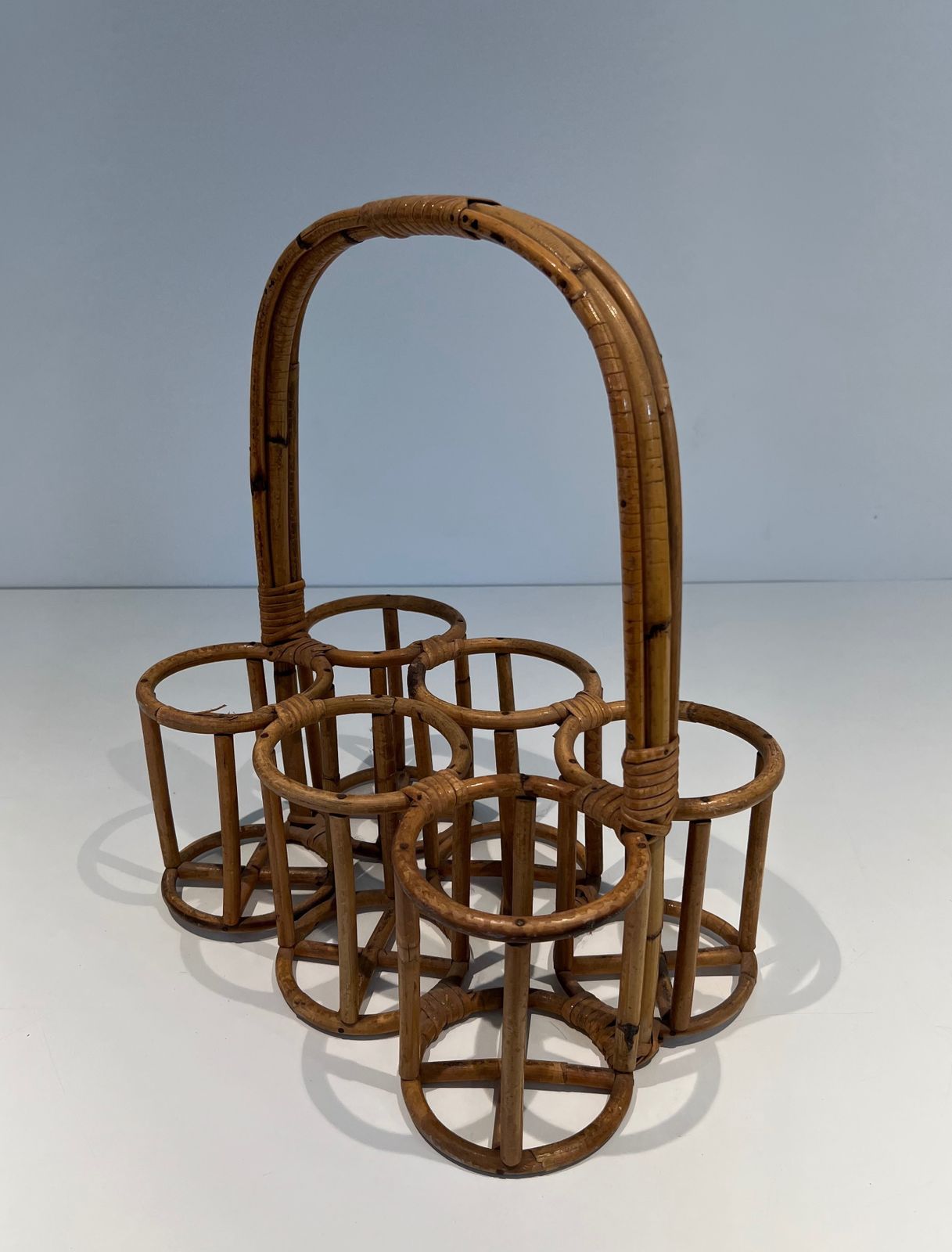 Furniture Rattan Bottle Holder, 1950s, Vintage photo