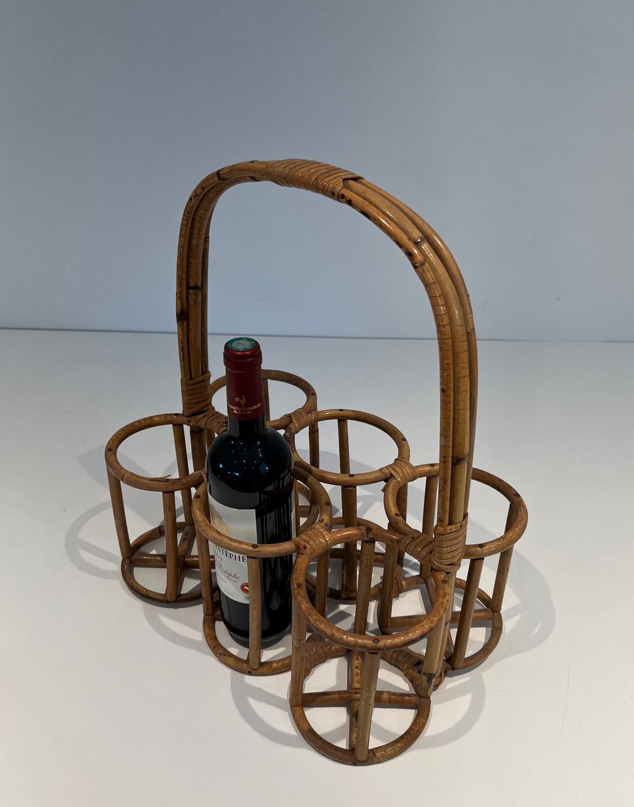 photo vintage Rattan Bottle Holder, 1950s, Vintage