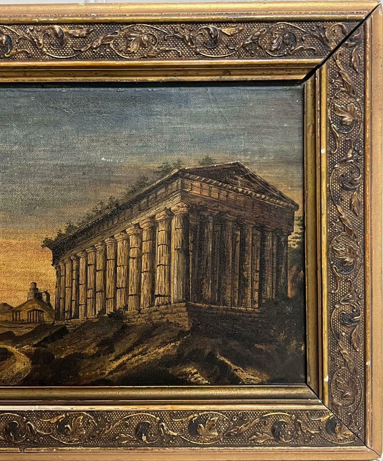 Italian Grand Tour1800's Italian Grand Tour Oil Painting Theseus Temple Athens In Landscape photo 1641.0