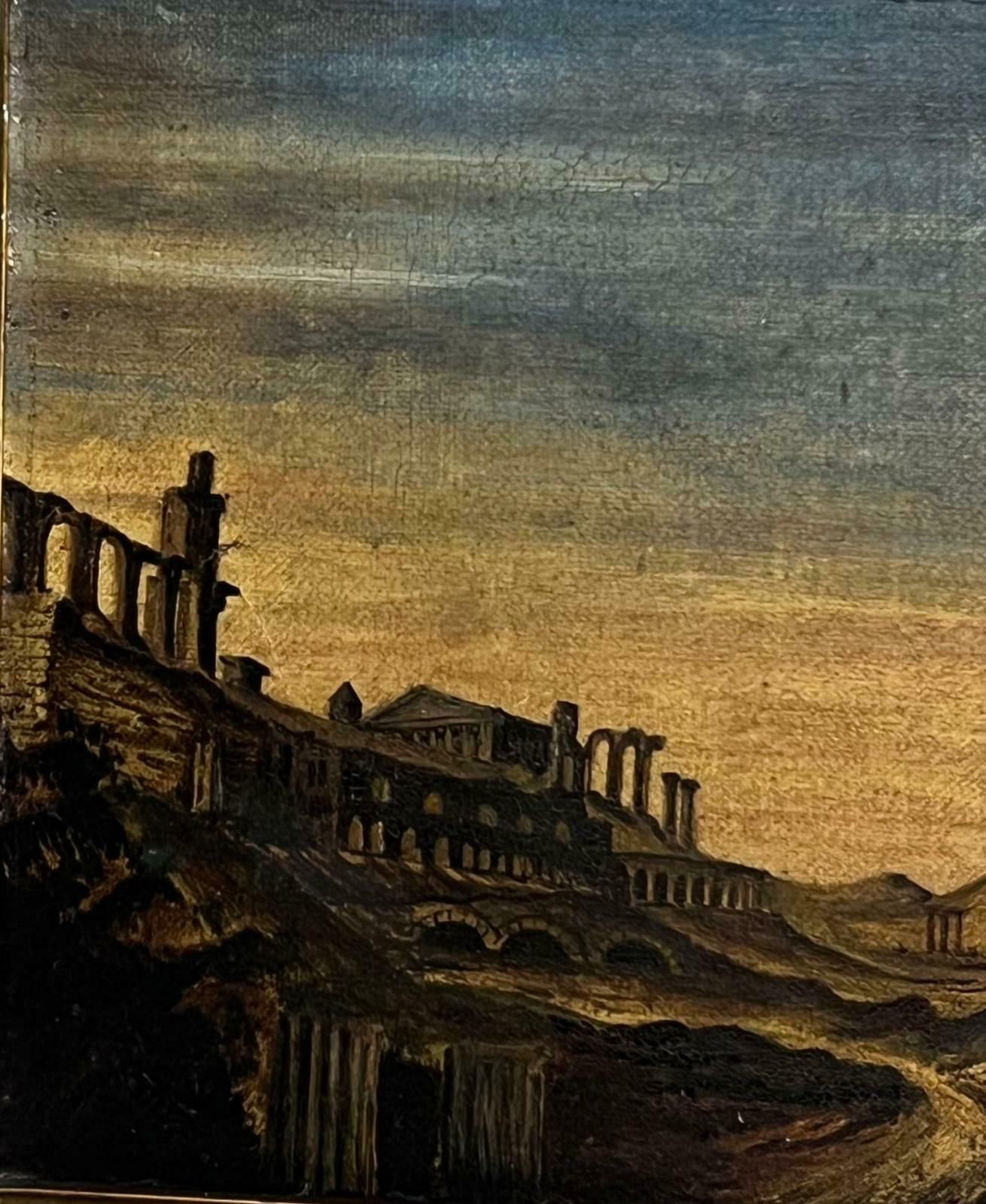 Italian Grand Tour1800's Italian Grand Tour Oil Painting Theseus Temple Athens In Landscape photo buy