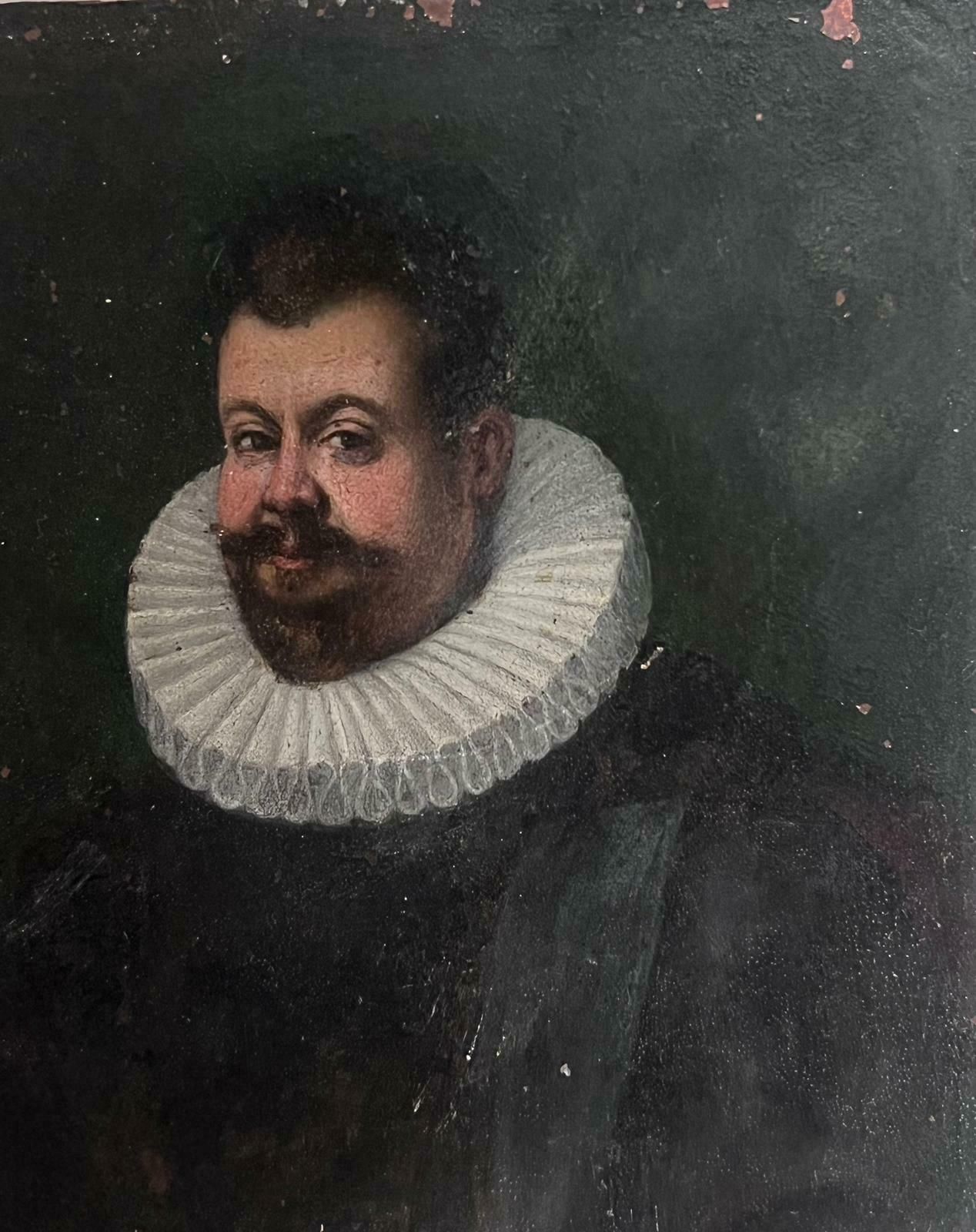 French/ Dutch 18th Centuryfine 1700's French/ Dutch Oil Painting On Copper Portrait Man Ruff Collar photo furniture