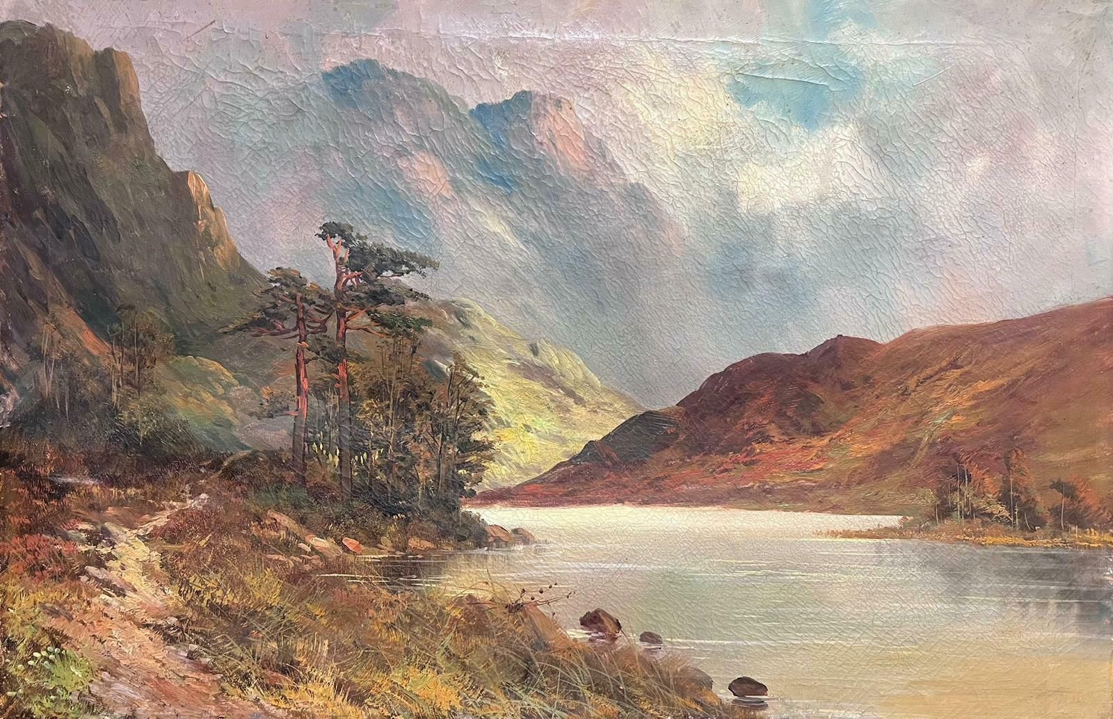 F. E. Jamiesonantique Scottish Highland Landscape Oil Painting Sunshine Over Loch Waters1920's