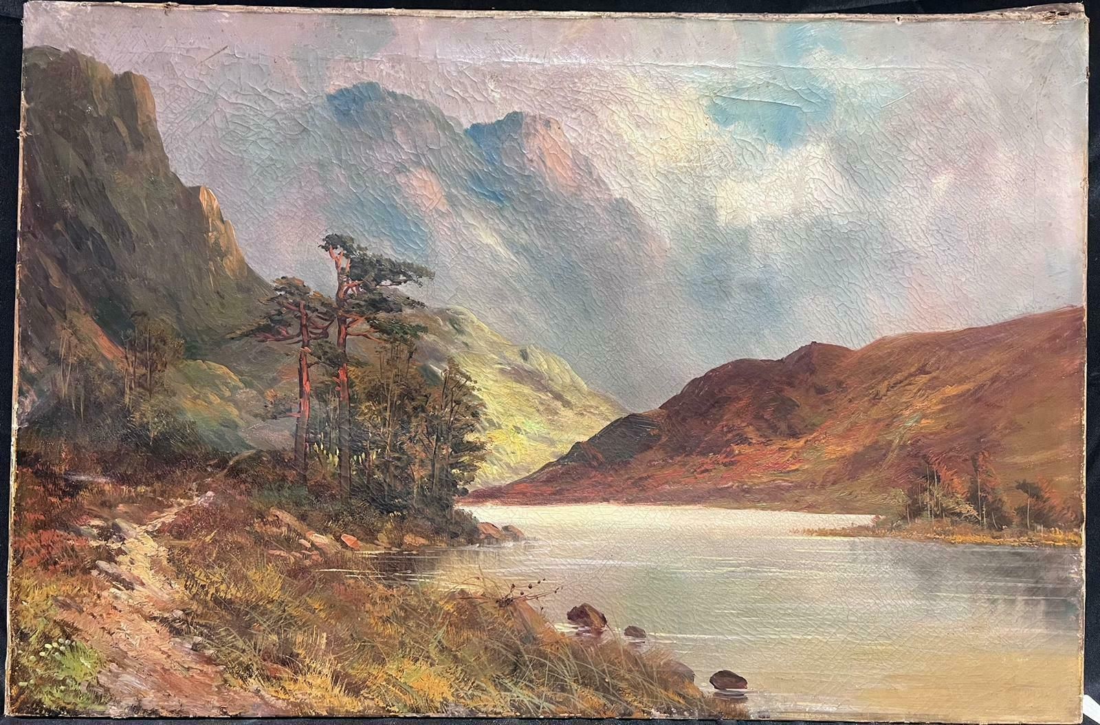 F. E. Jamiesonantique Scottish Highland Landscape Oil Painting Sunshine Over Loch Waters1920's photo furniture