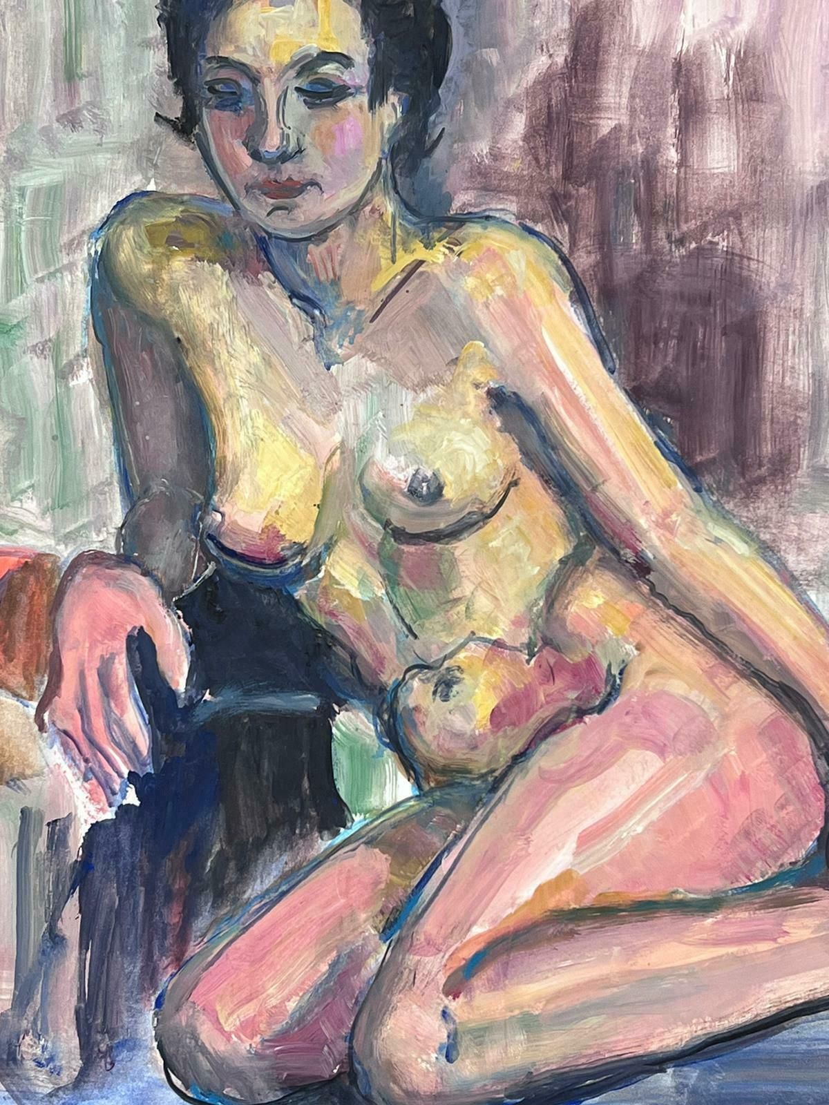 French Modernistreclining Nude Lady Model 1970's French Modernist Painting Provence Collection1970's photo Art
