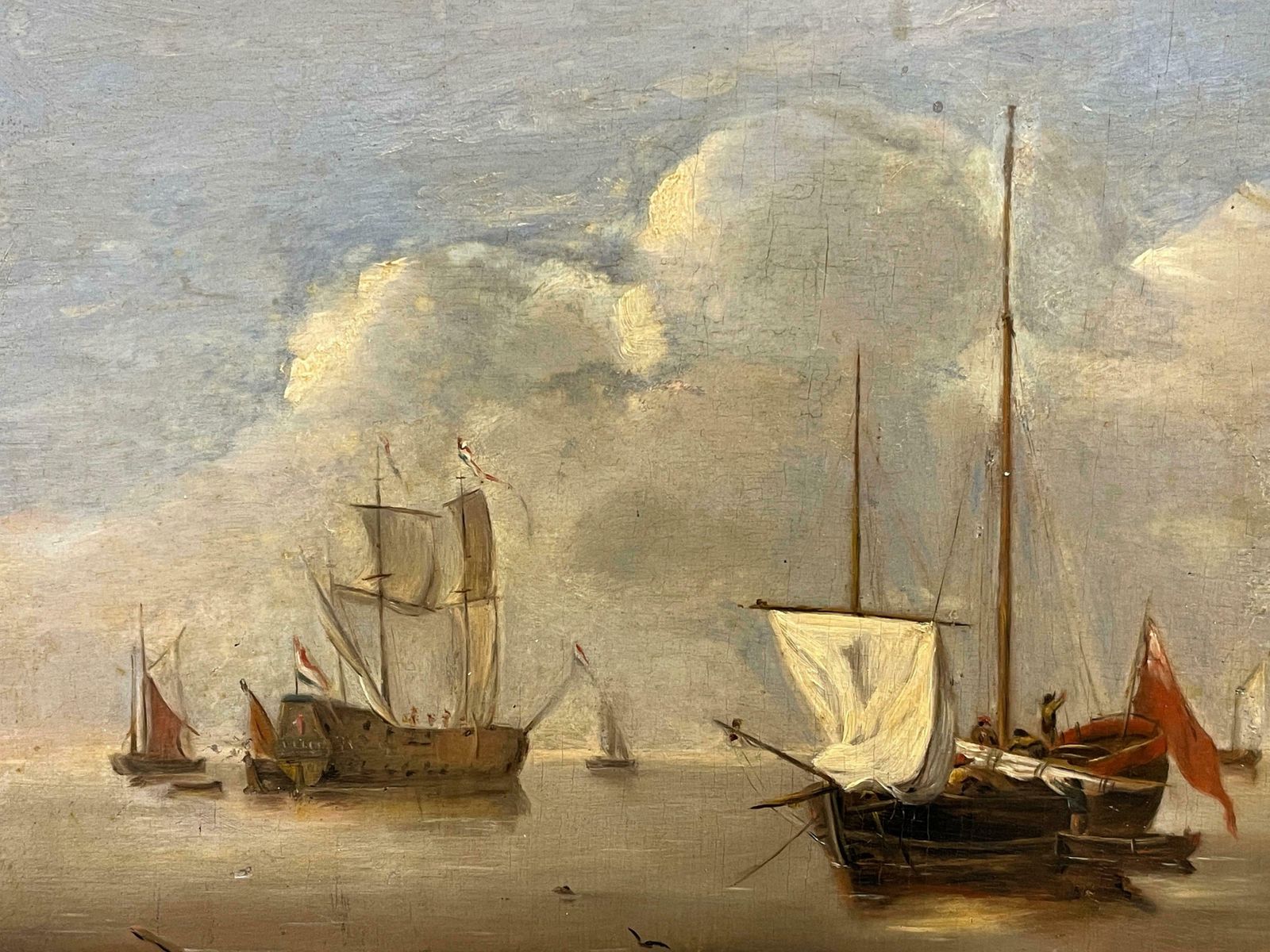 Dutch 18thshipping In Calm Waters, 18th Century Dutch Oil On Wood Panel, Man O War18th Century photo furniture