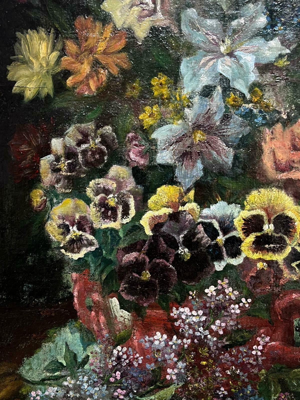 Antique Dutch Oilclassical Still Life Of Flowers Ornate Display Antique Dutch Oil Painting photo Art