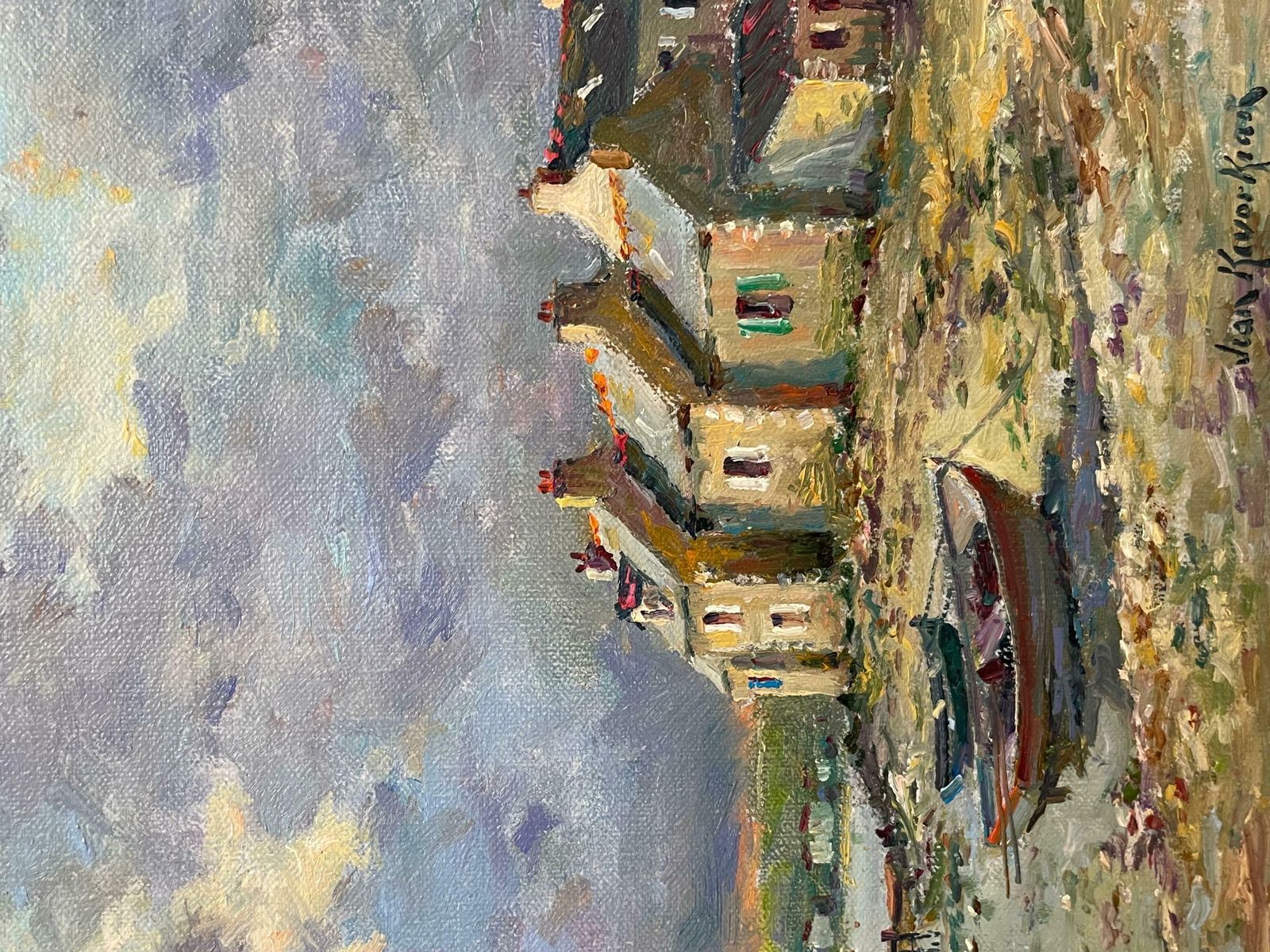 Jean Kevorkiansuperb French Impressionist Signed Oil Painting Brittany Boats Coastline Sunsetc. 1980's photo buy