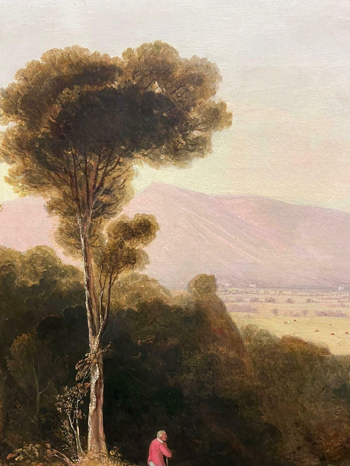 Very Large Early 19th Century Landscape Oil Painting Figures Far Reaching Views photo Art