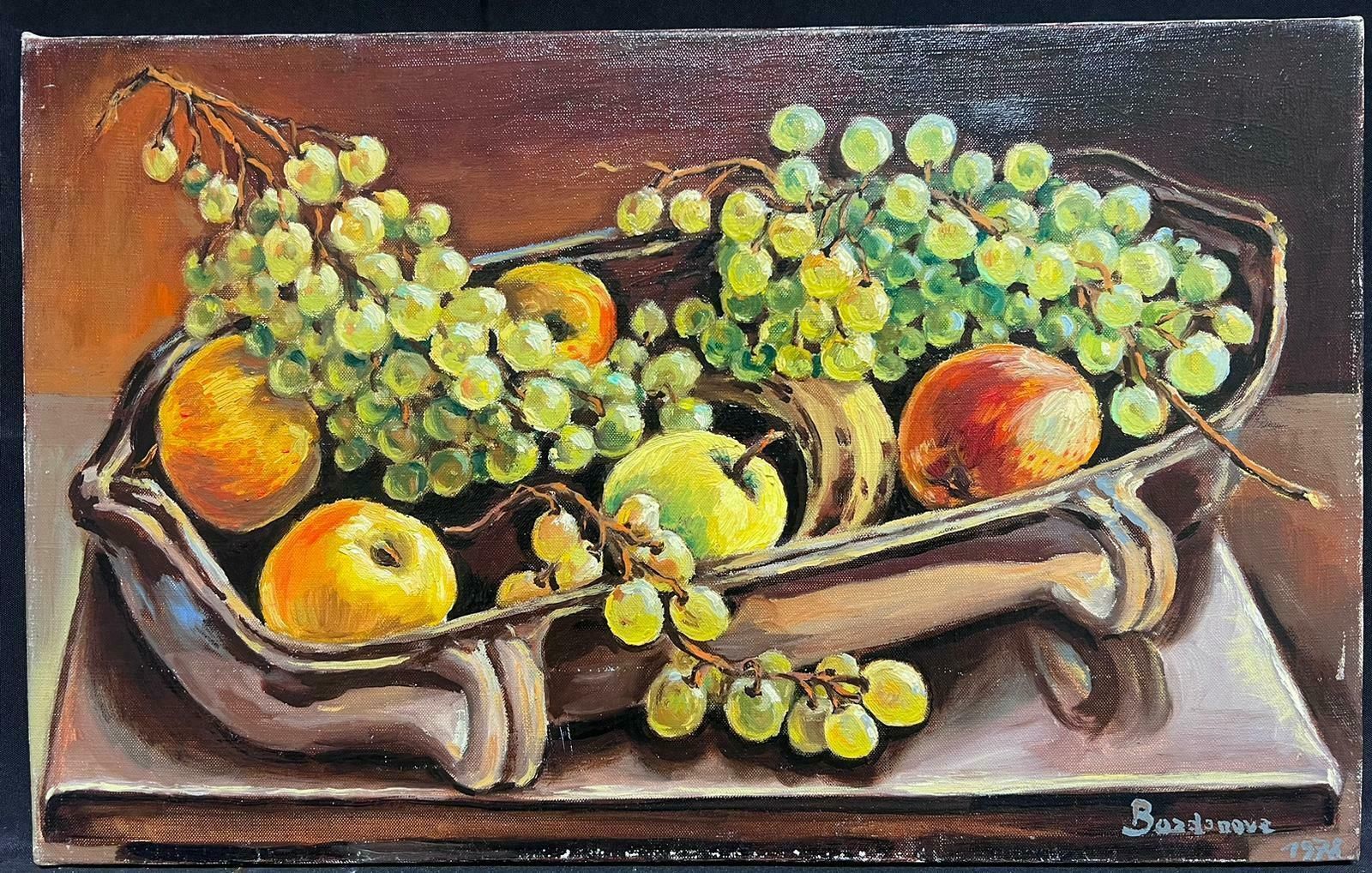 Georges Bordonovecontemporary French Impressionist Oil Classical Still Life Of Fruit photo furniture