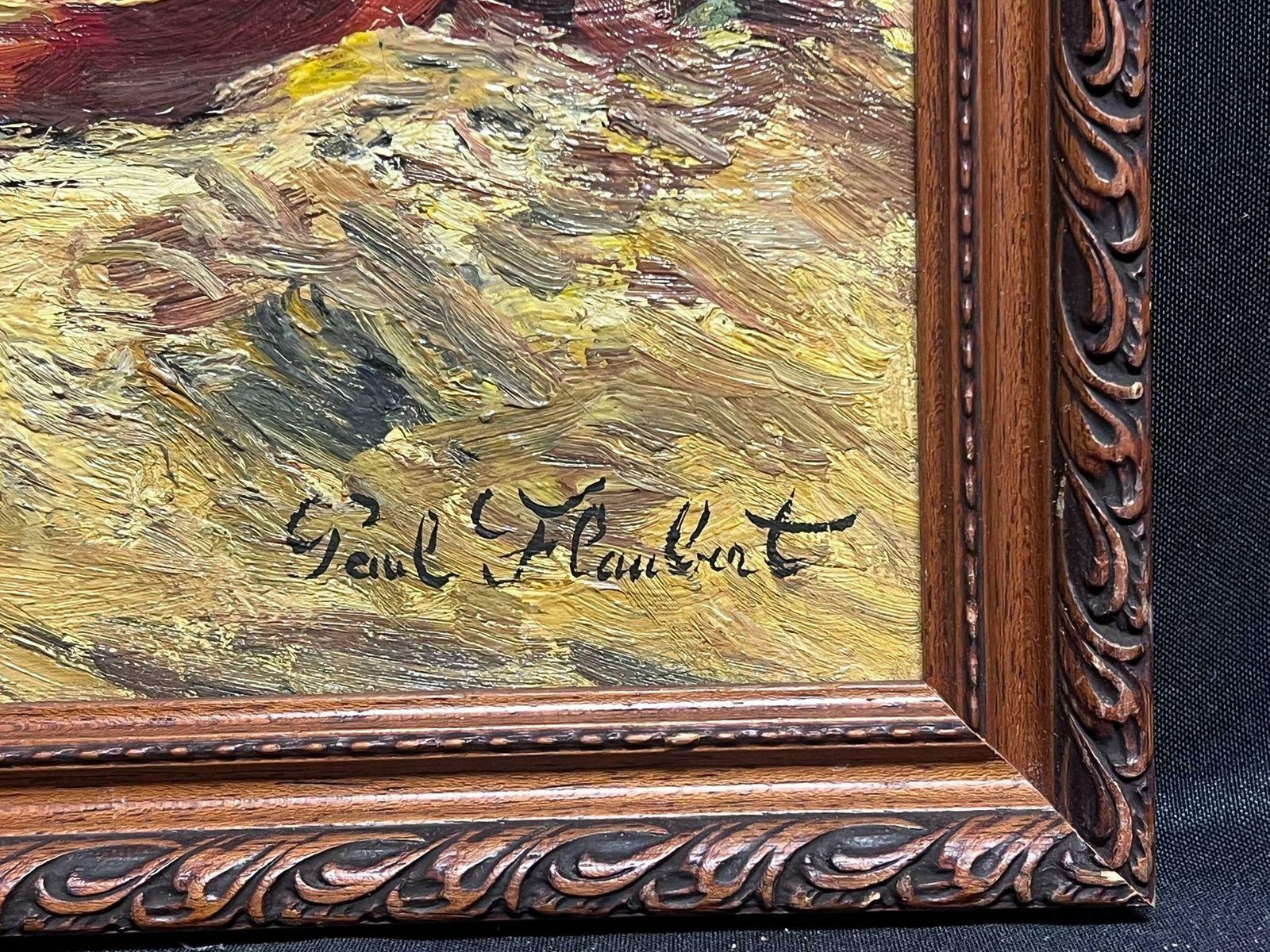 Paul Flaubertfrench Impressionist Signed Oil Painting Still Life Apples And Wine photo vinterior