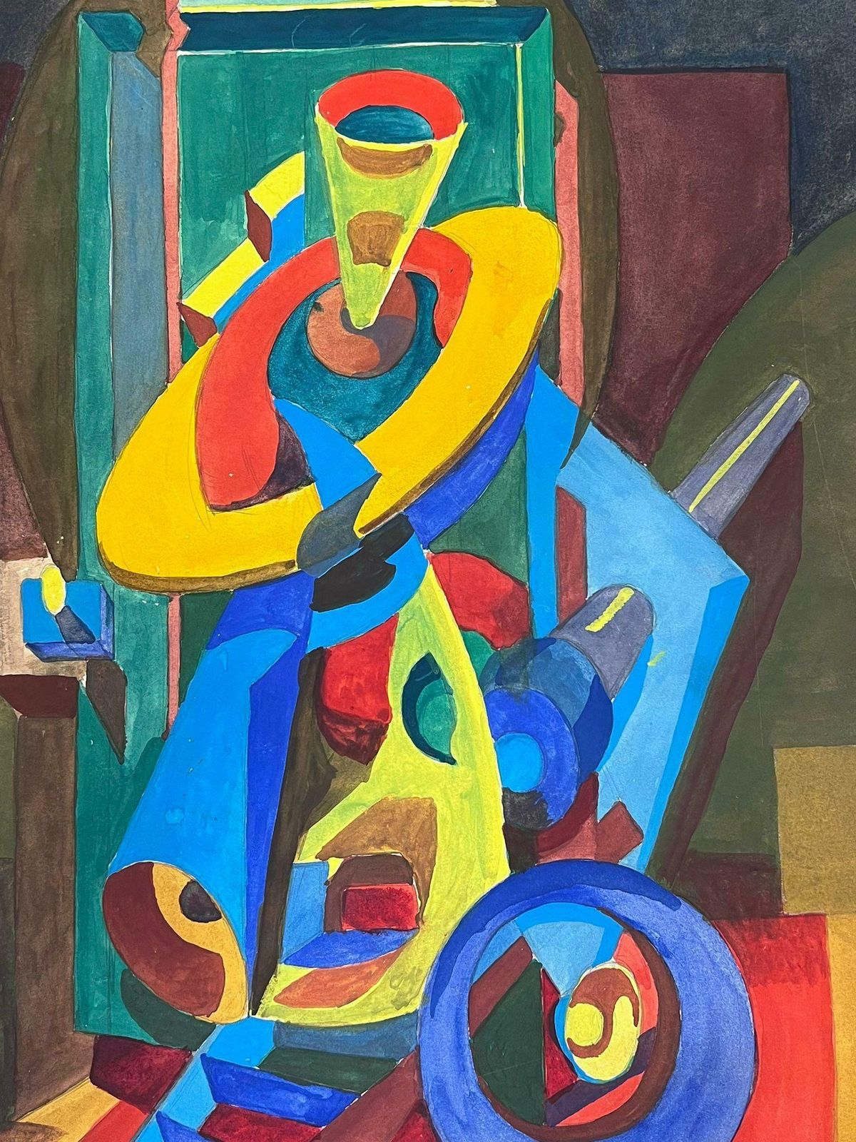 Guy Nicod 1970s French Abstract Composition Painting Amazing Bright Colors photo vinterior