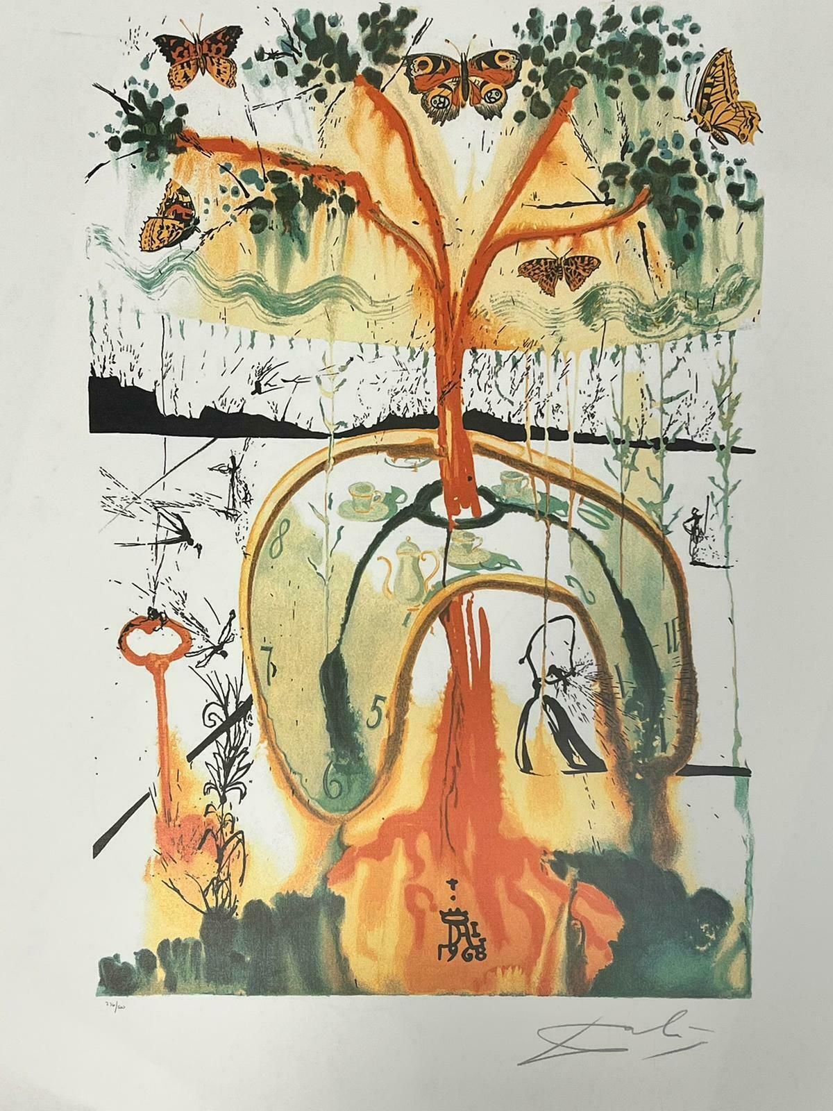 Golden Tree With Butterflies Limited Edition Colored Lithograph After Dali photo 713.0