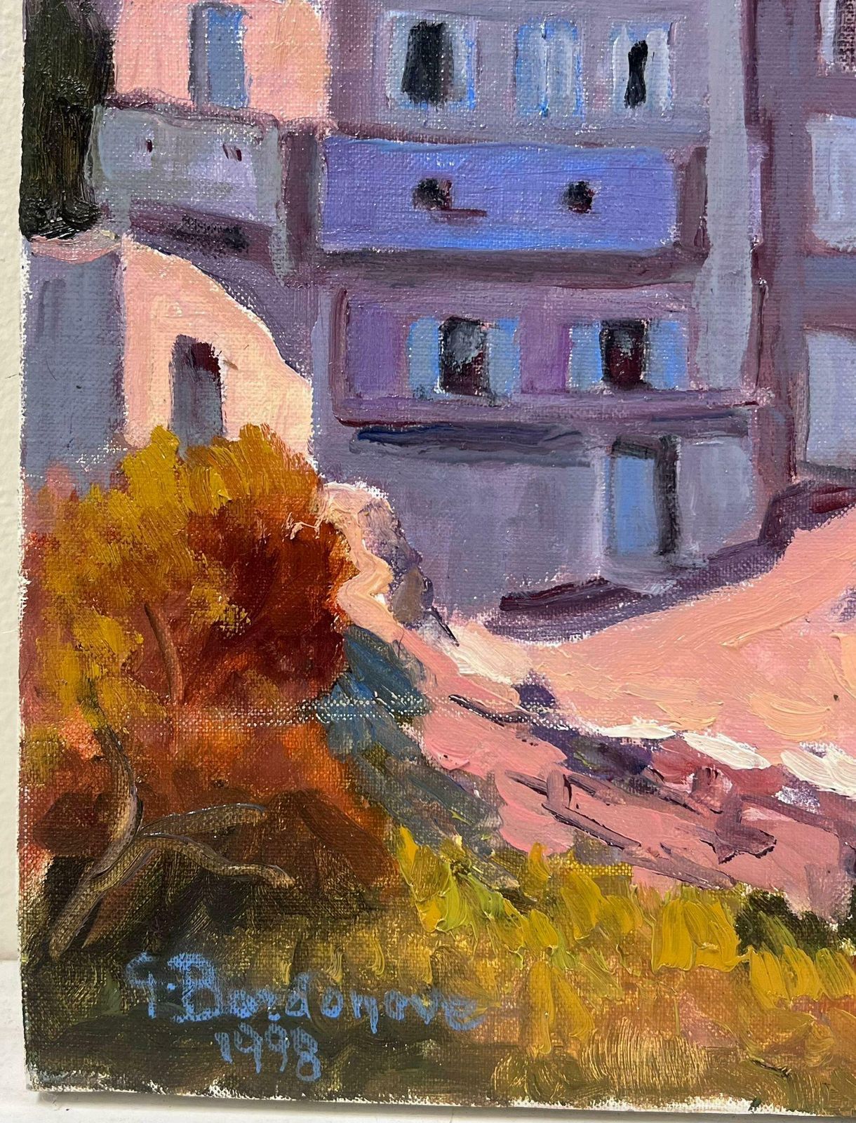 Georges Bordonovecontemporary French Impressionist Oil Mediterranean Old Town Buildings photo Art