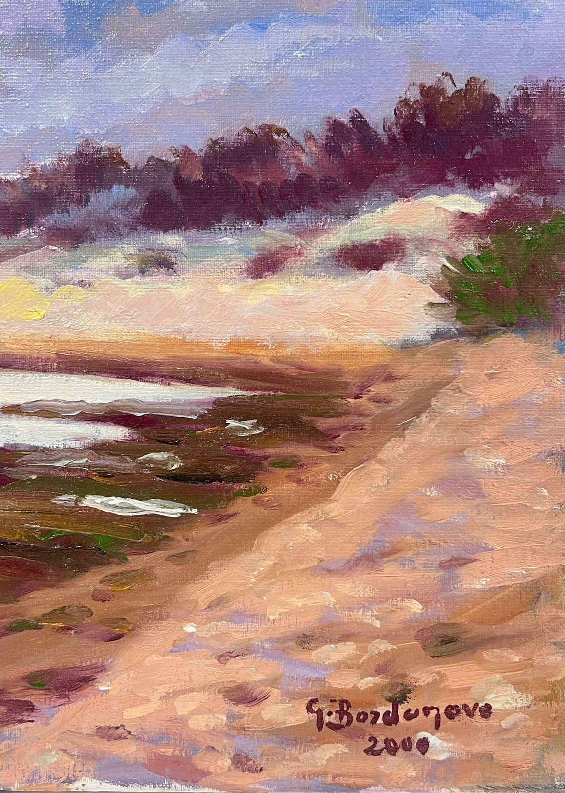Georges Bordonovecontemporary French Impressionist Oil Dramatic Sky Over Coastal Beach Seascape photo for sale