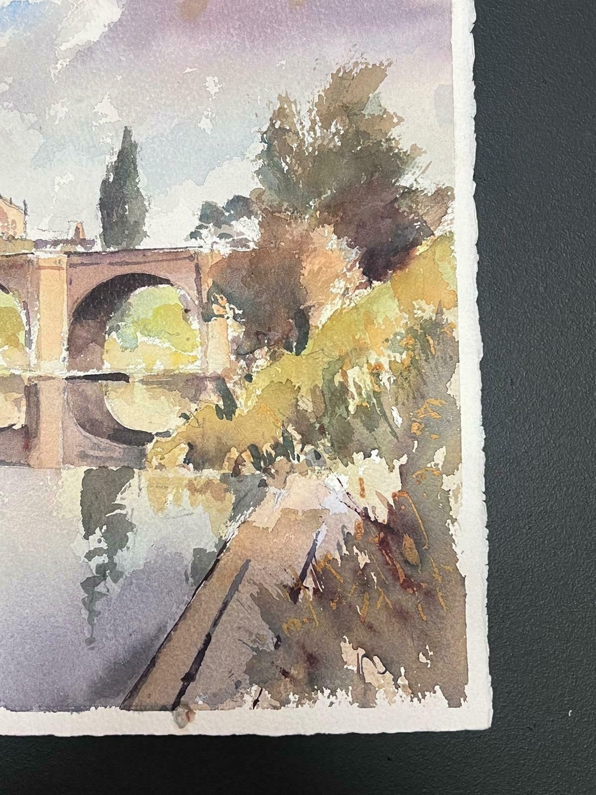 Anthony Averyfine British Original Impressionist Watercolor The Old Bridge Hereford photo for sale