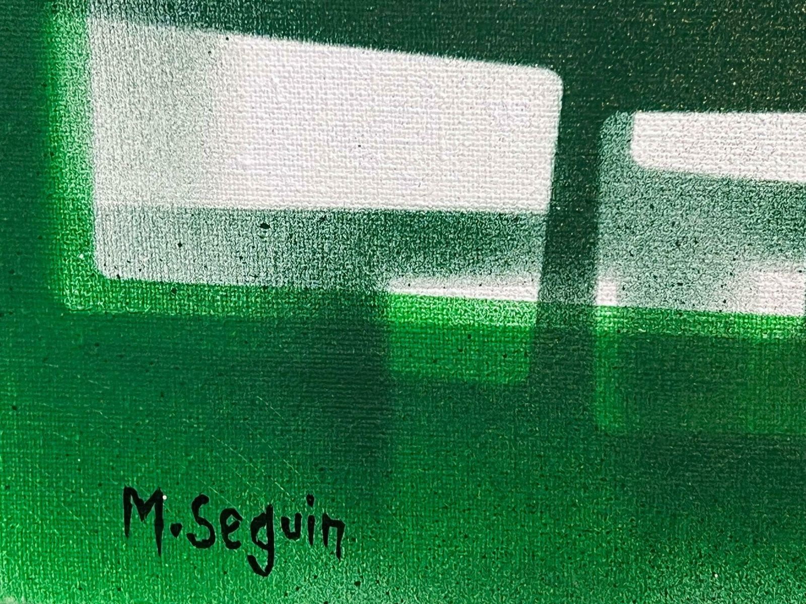 Michel Seguinlarge French Abstract Expressionist Painting Contemporary Green Squares photo for sale