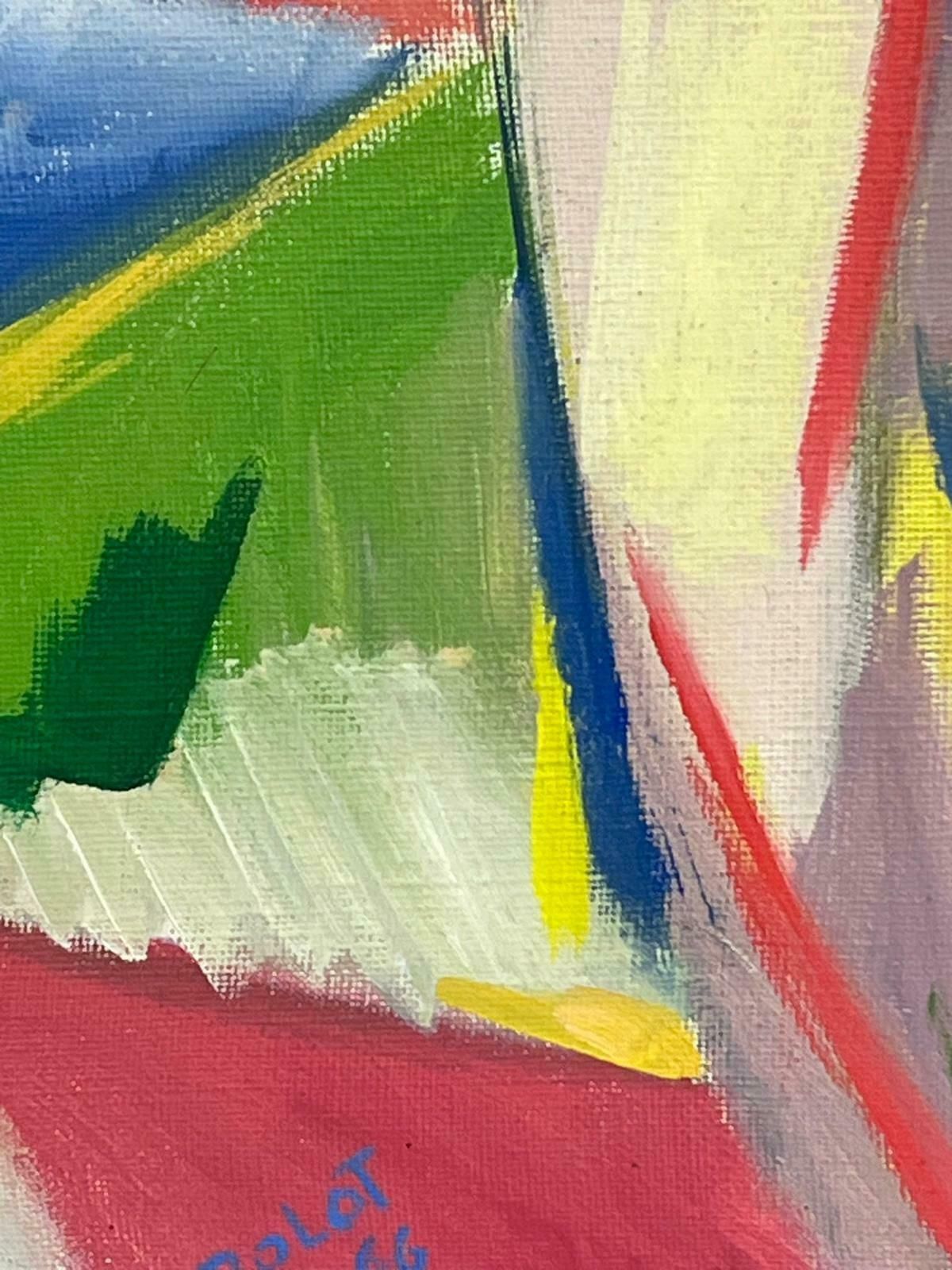 Paul Louis Bolot (French 1918 2003)1960's French Cubist Oil Painting Bright Landscape With Tree Amazing Colors20th Century photo 1006.0