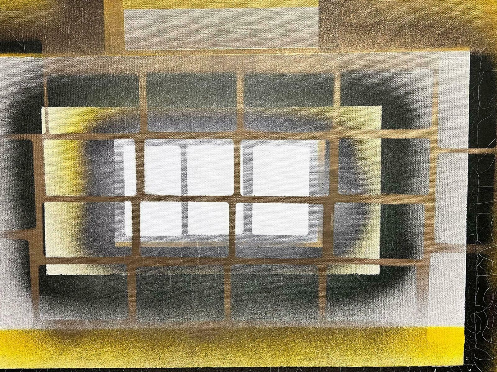 Michel Seguinlarge French Abstract Contemporary Painting Black And Yellow Squares photo 873.0