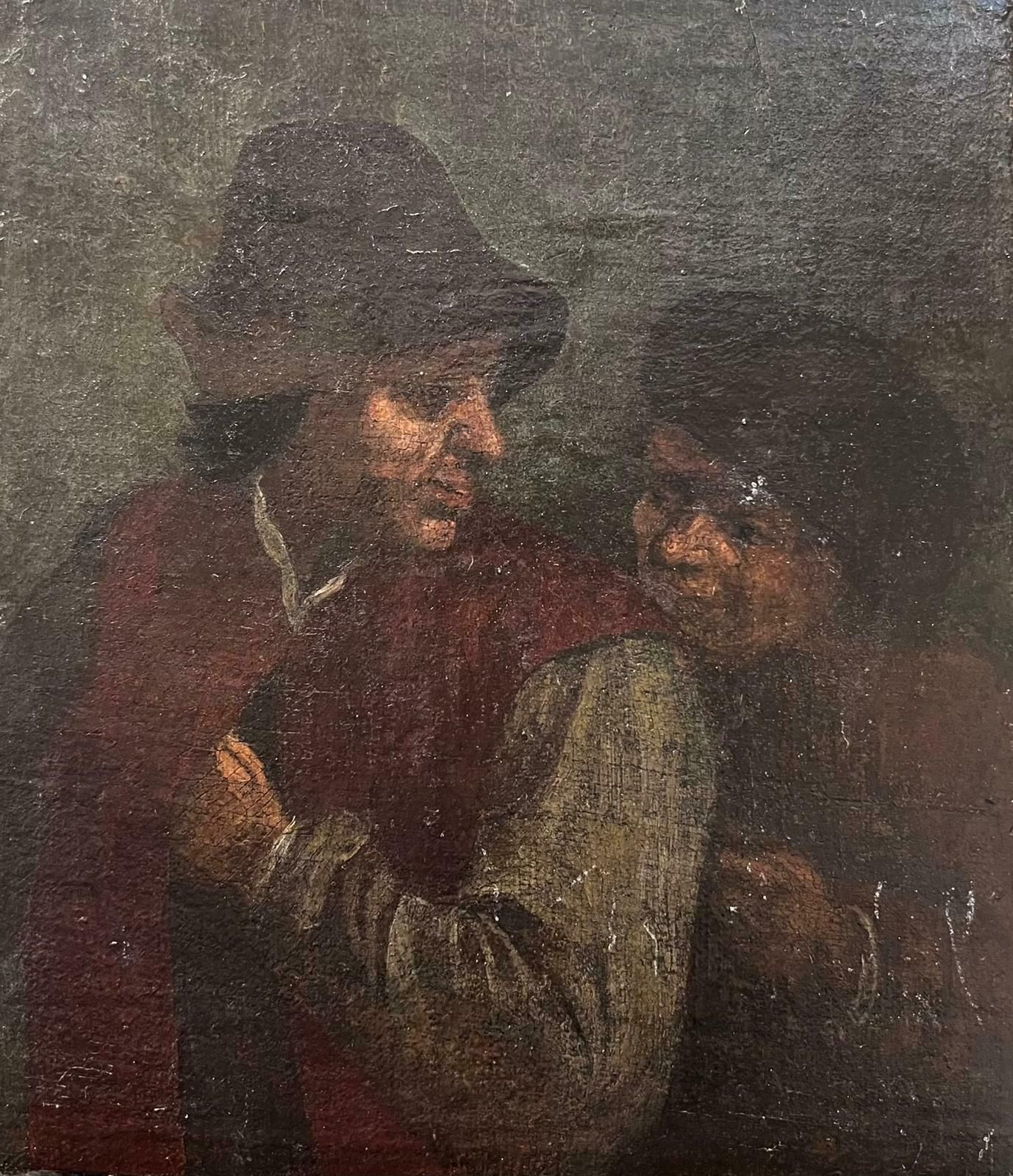 Fine 17th Century Dutch Old Master Oil Painting Two Topers In Deep Conversation photo Art