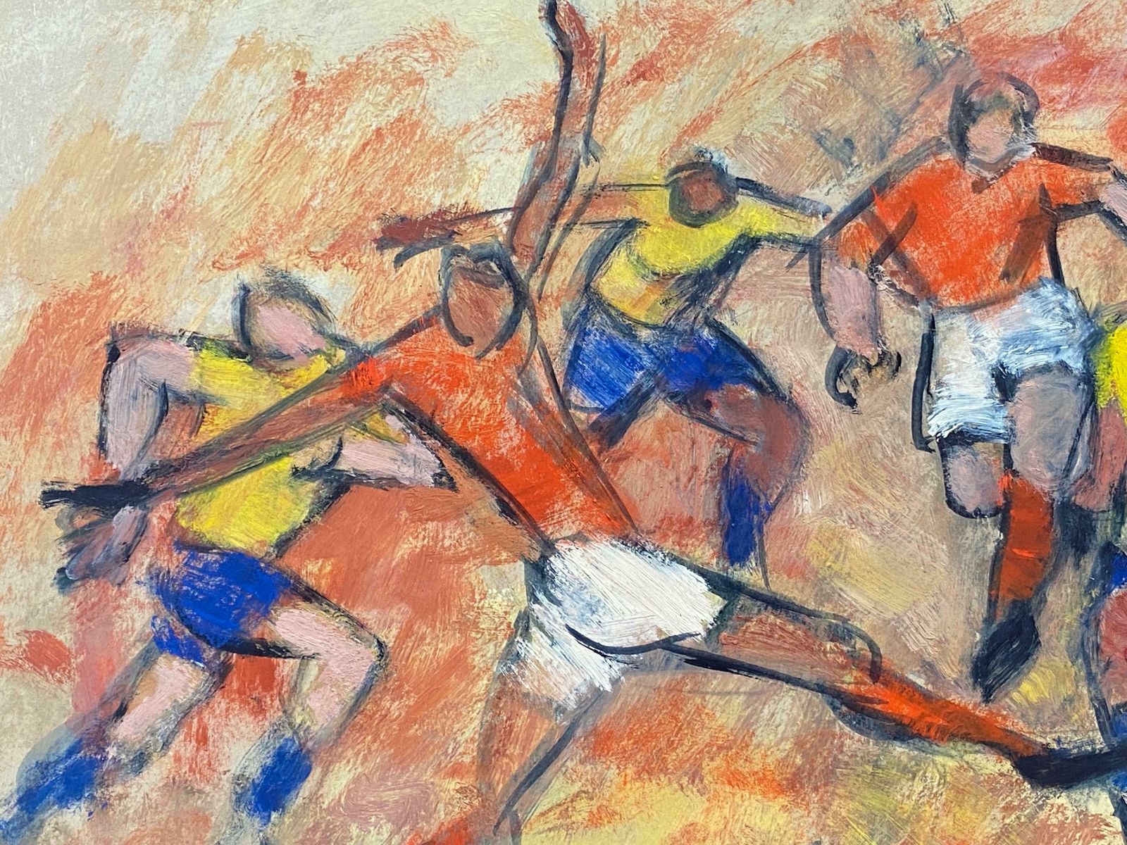 Elisabeth Hahnthe Football Match 20th Century German Modernist Oil Painting Playing Football20th Century photo for sale