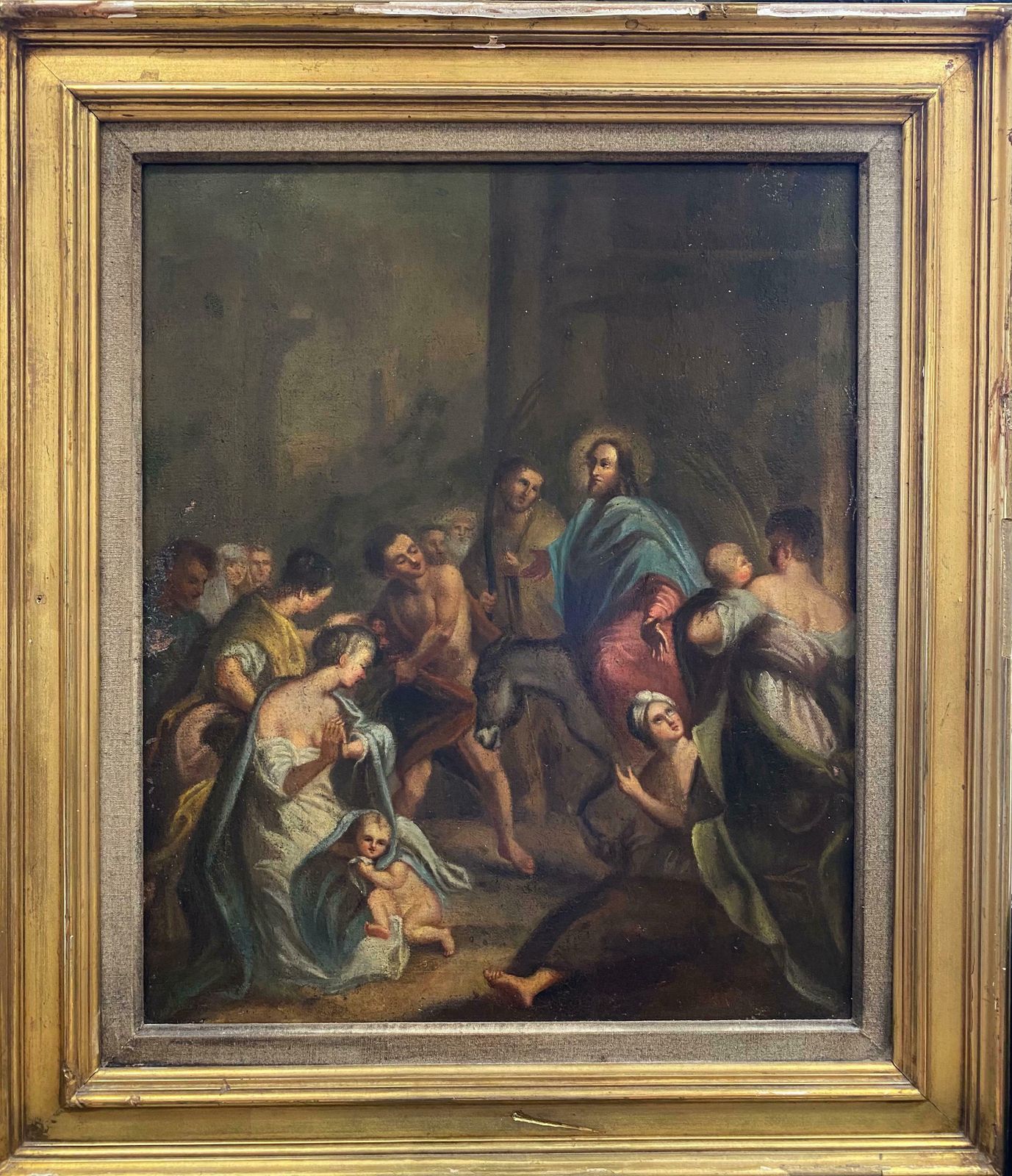 French Old Master18th/19th Century French Old Master Oil Christ Entering Jerusalem19th Century photo Art